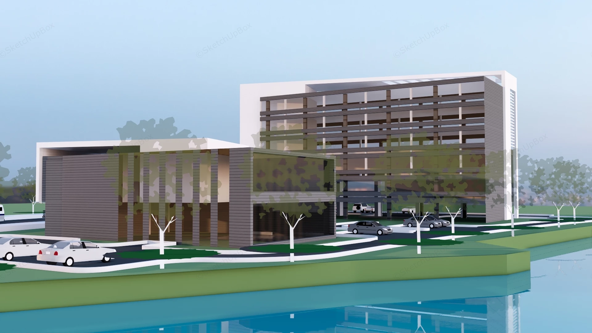 Water Resource Office Building sketchup model preview - SketchupBox