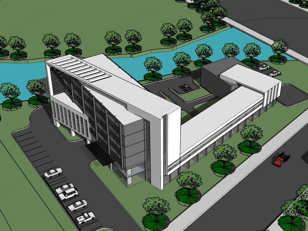 Water Resource Office Building sketchup model preview - SketchupBox