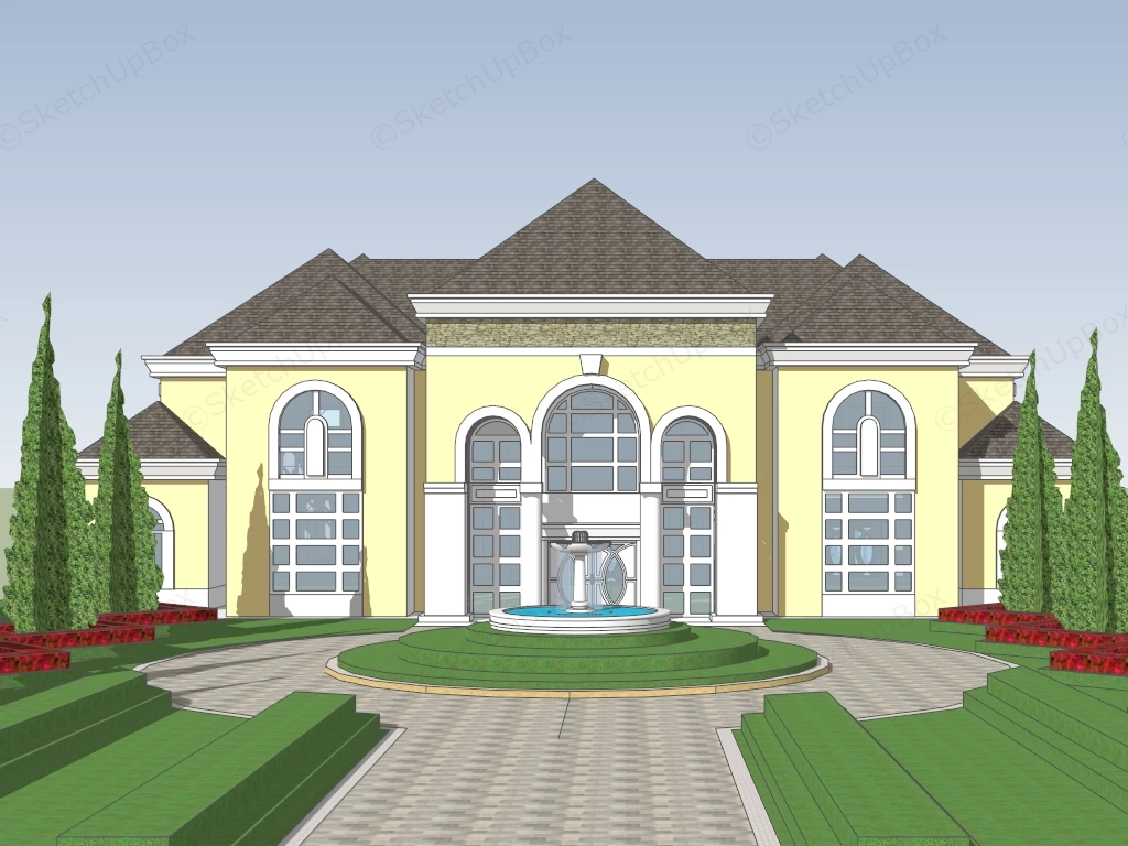 Colonial Style Coastal Mansion sketchup model preview - SketchupBox