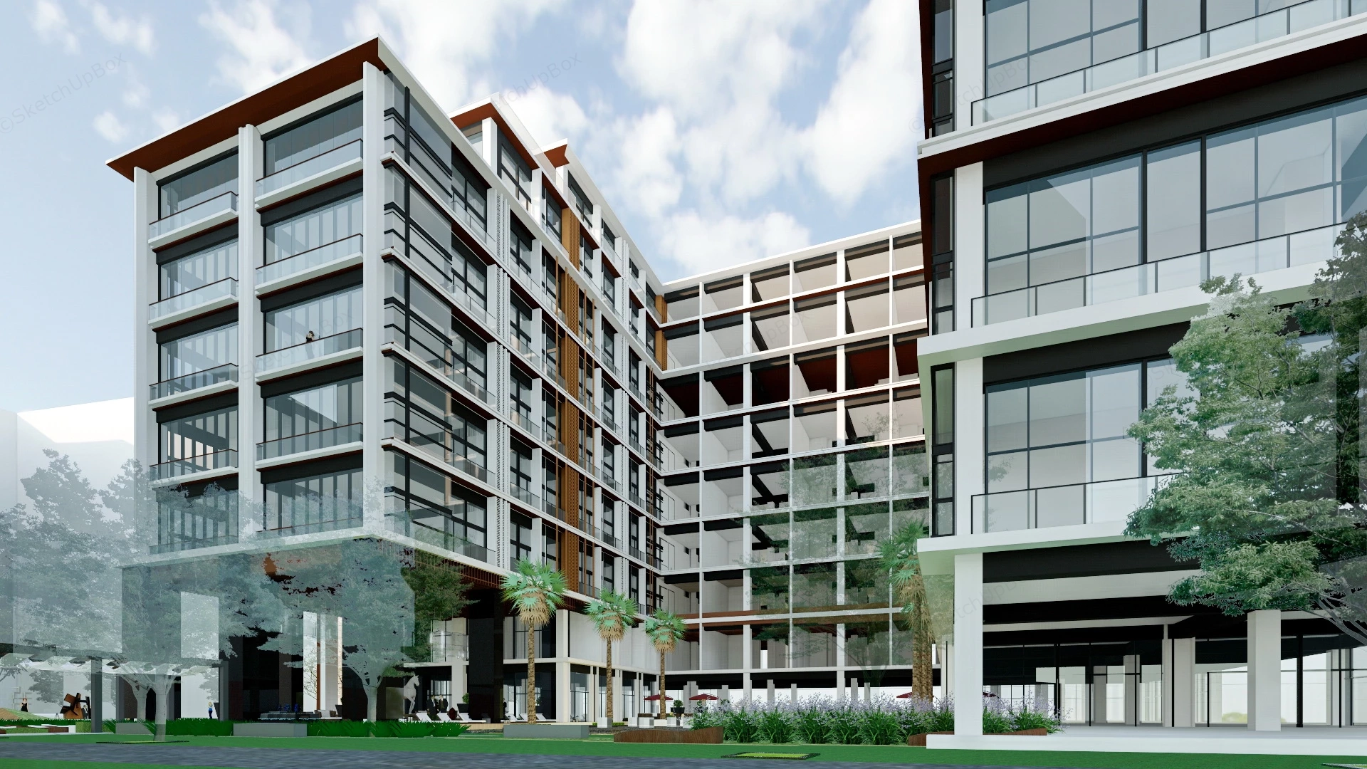 Modern Condo Building sketchup model preview - SketchupBox