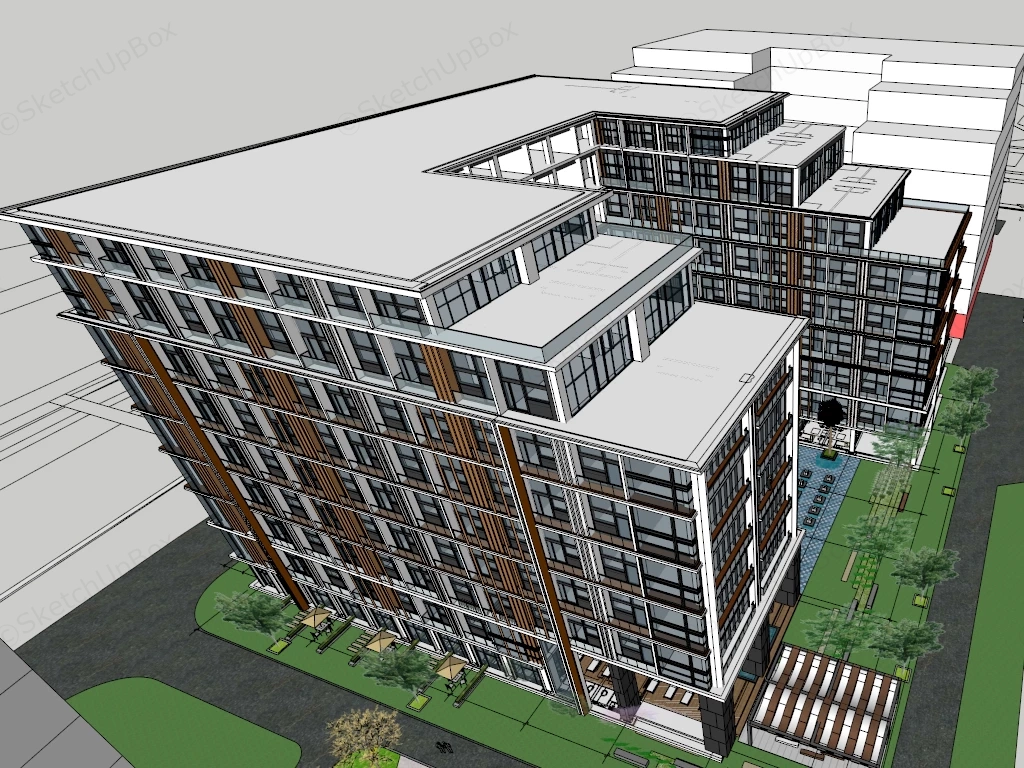 Modern Condo Building sketchup model preview - SketchupBox