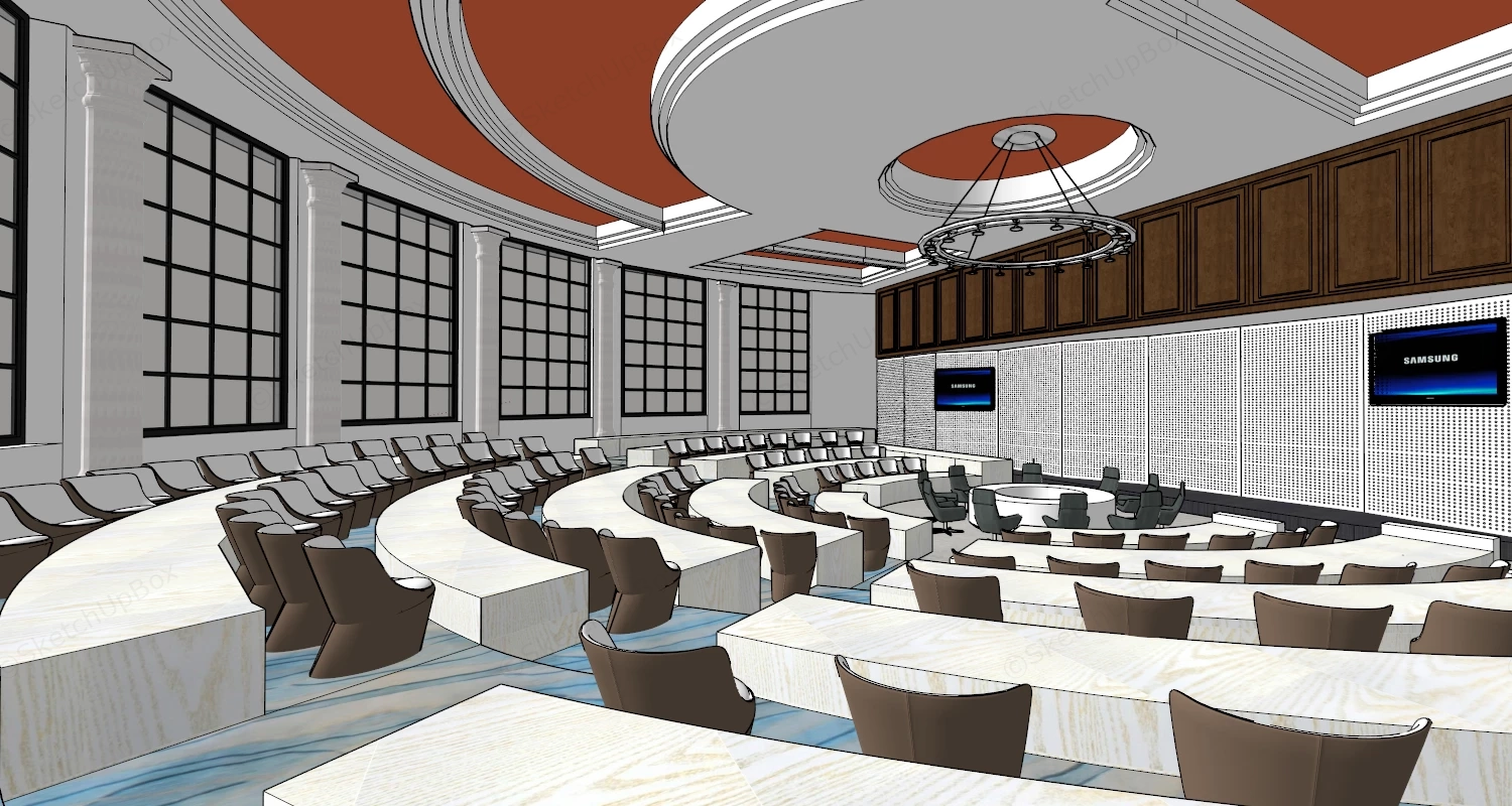 Circular Lecture Hall sketchup model preview - SketchupBox