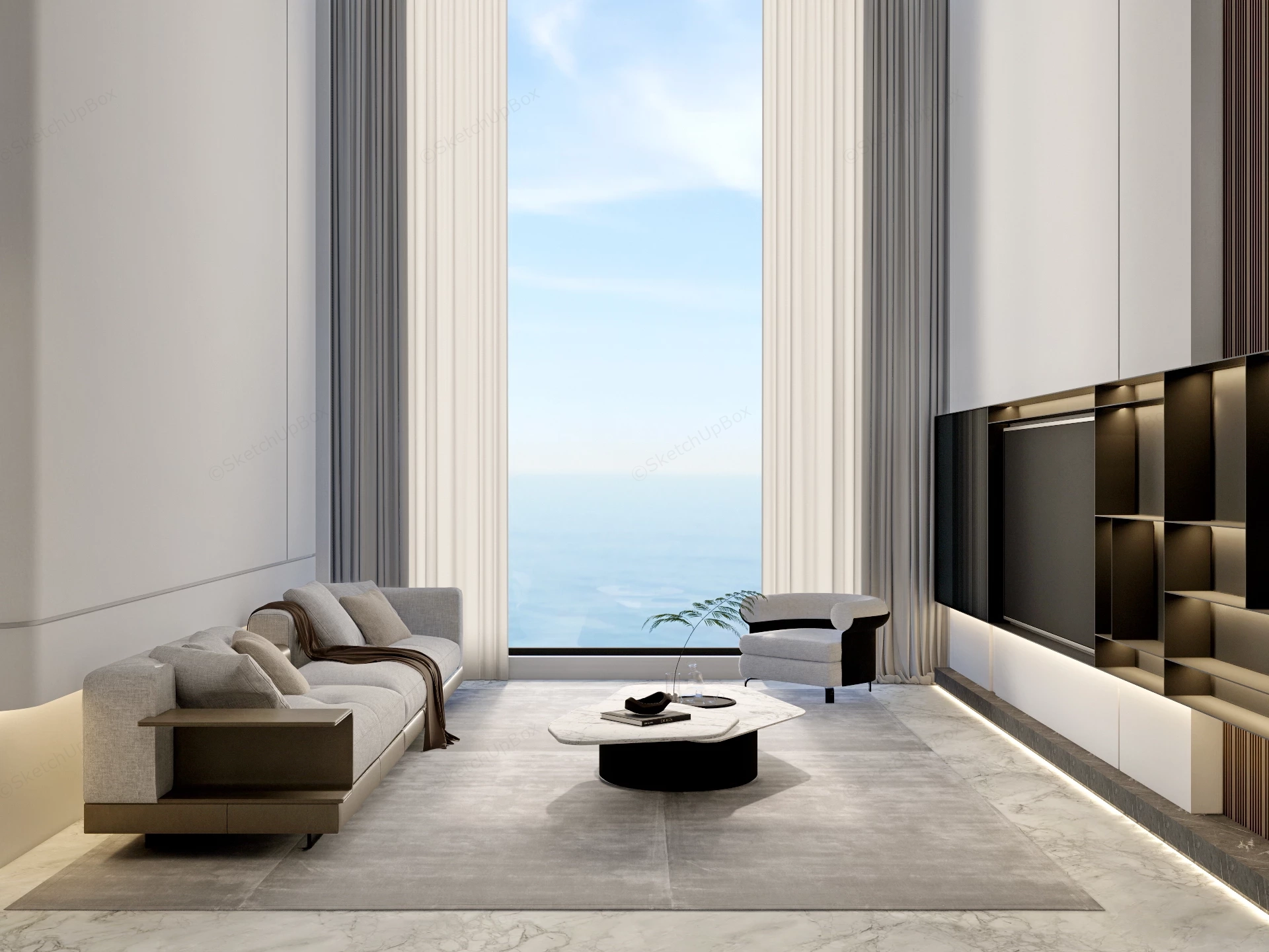 High Ceiling Living Room sketchup model preview - SketchupBox