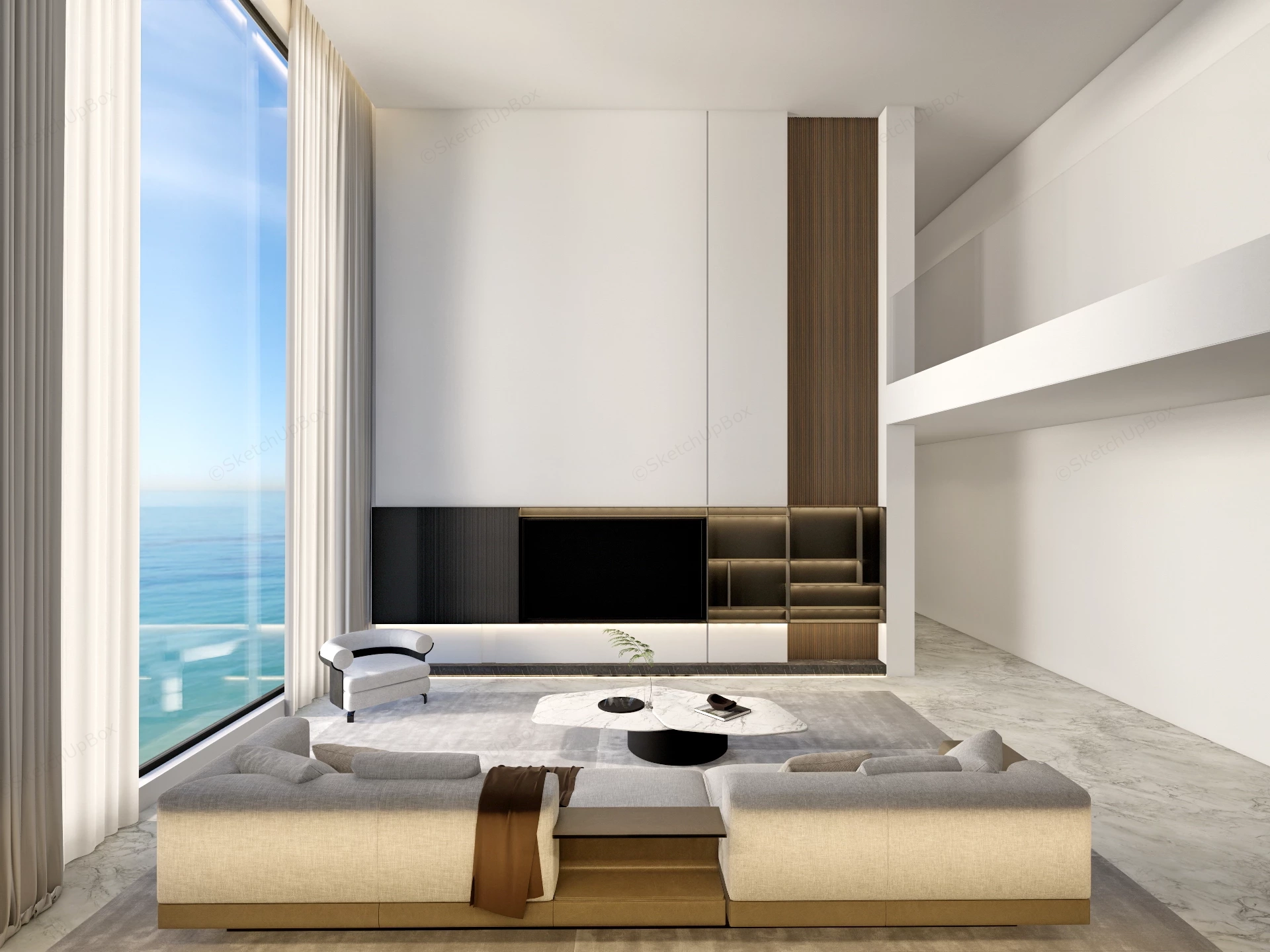 High Ceiling Living Room sketchup model preview - SketchupBox