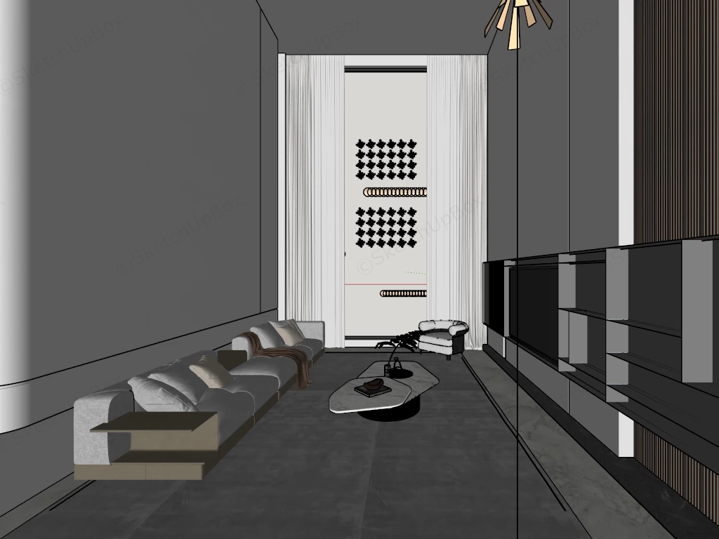 High Ceiling Living Room sketchup model preview - SketchupBox