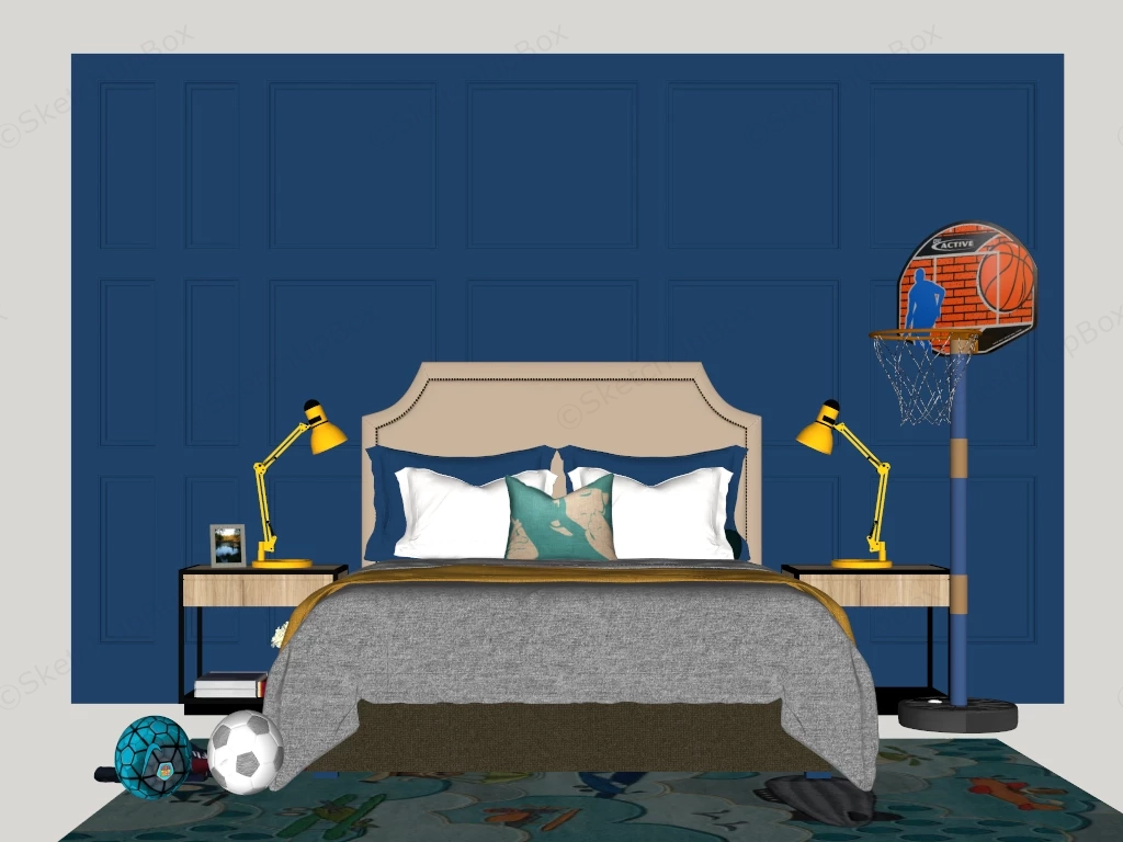 Sports Themed Boys Room sketchup model preview - SketchupBox
