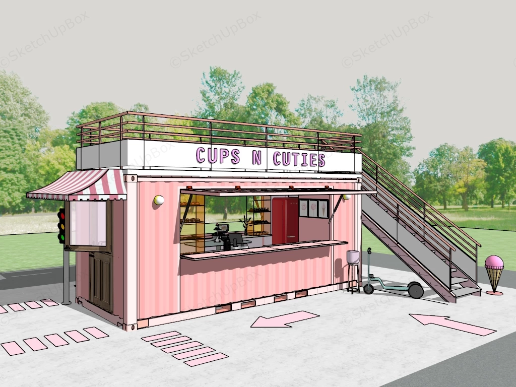 Shipping Container Ice Cream Shop sketchup model preview - SketchupBox