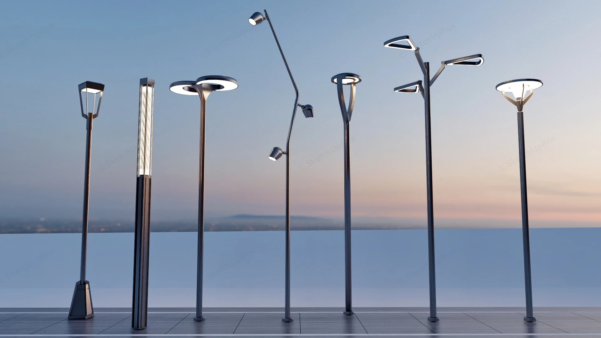 City Street Light Poles sketchup model preview - SketchupBox