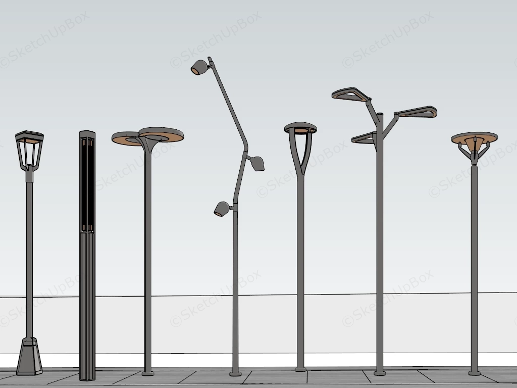 City Street Light Poles sketchup model preview - SketchupBox