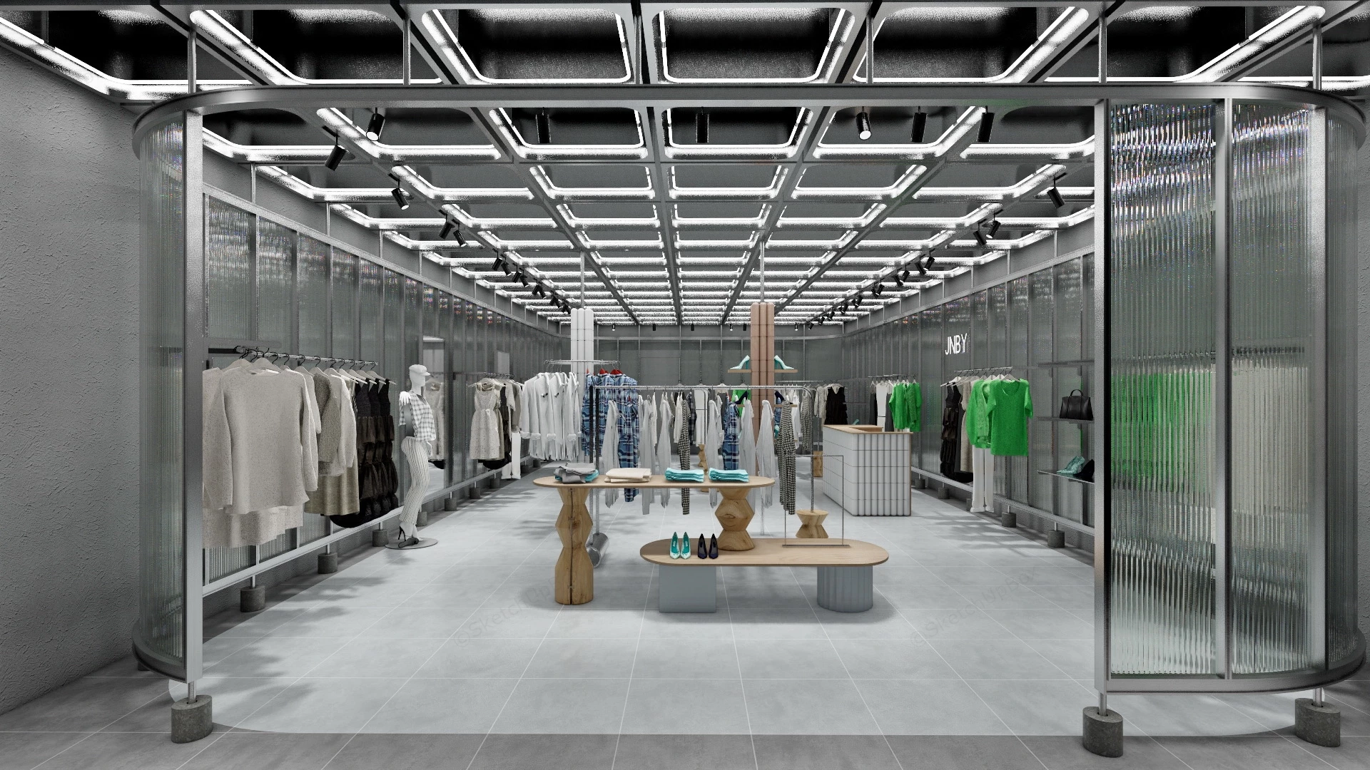 Boutique Clothing Store Interior sketchup model preview - SketchupBox