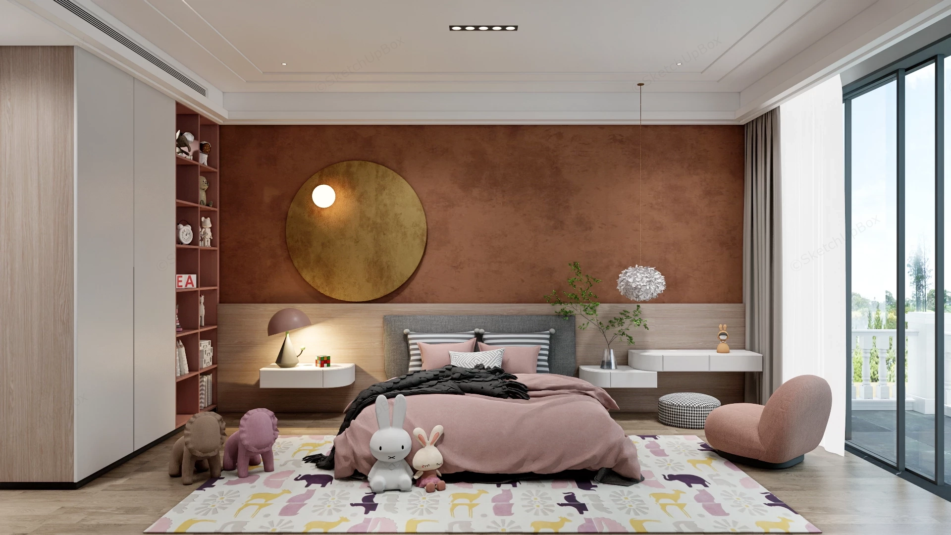 Luxury Girls Bedroom Design sketchup model preview - SketchupBox