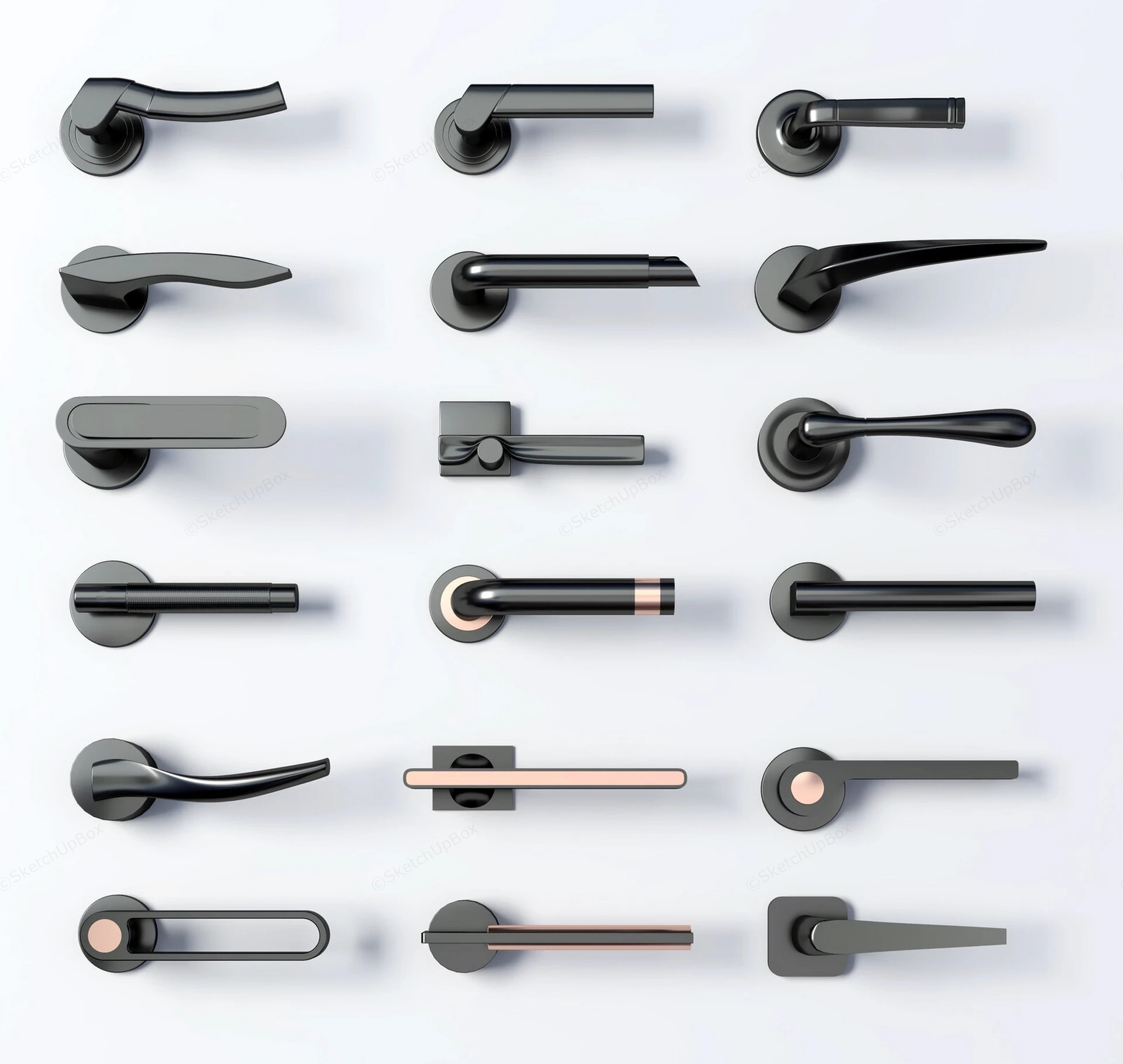 Modern Door Handle Collection sketchup model preview - SketchupBox