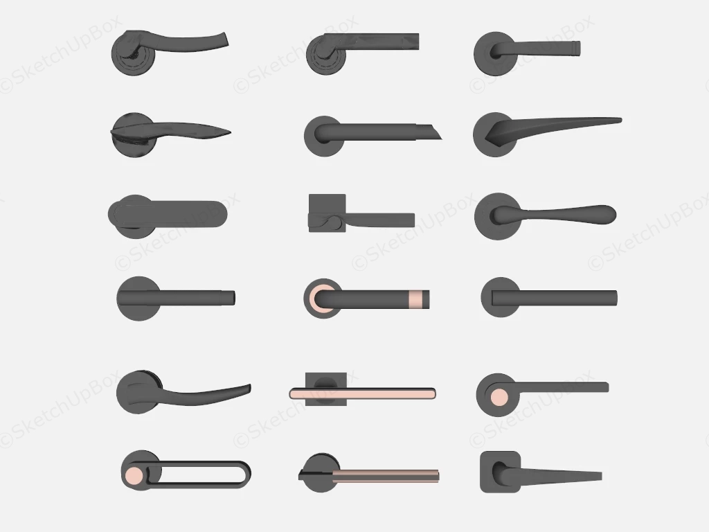 Modern Door Handle Collection sketchup model preview - SketchupBox