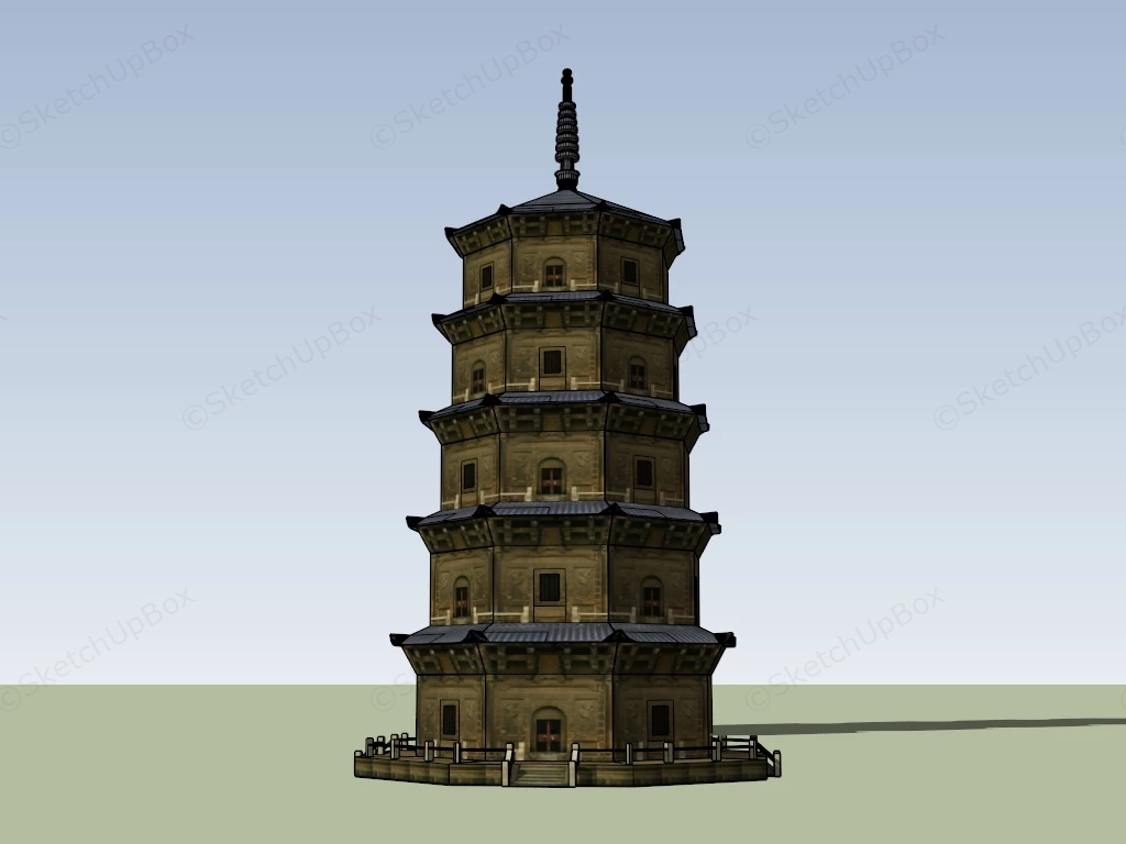 Classic Chinese Pagoda Architecture sketchup model preview - SketchupBox