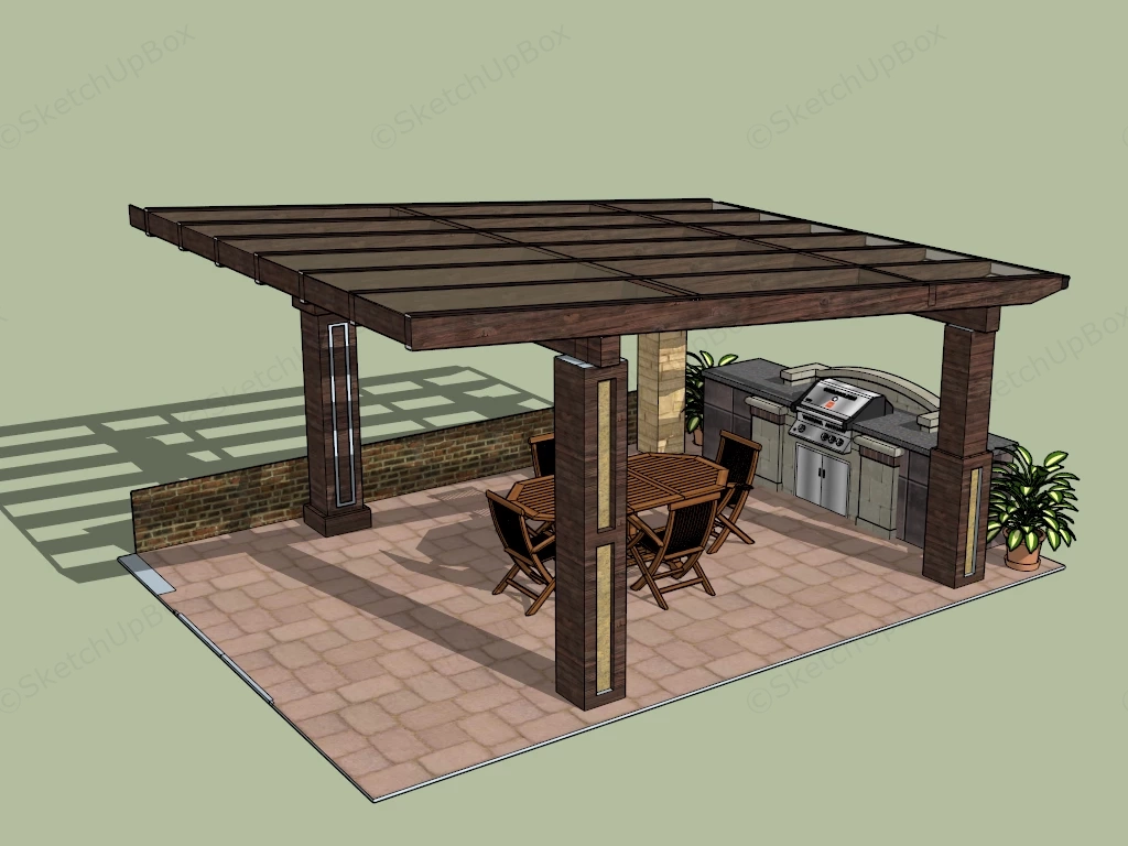 Outdoor Kitchen Pavilion Designs sketchup model preview - SketchupBox