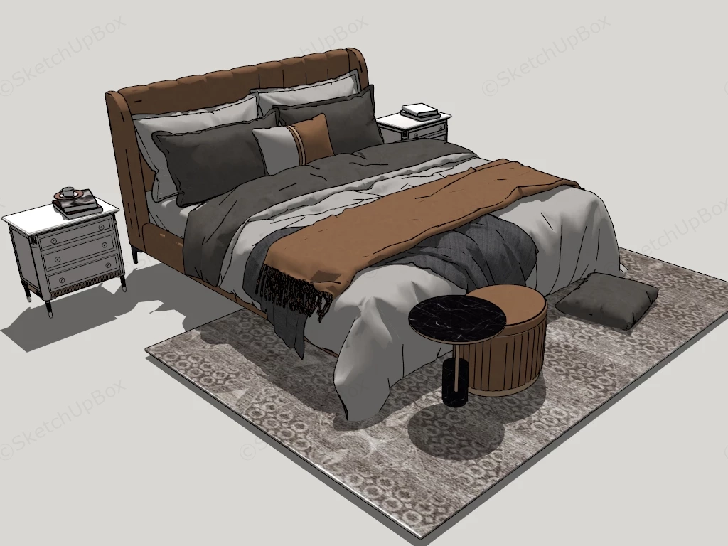 Upholstered Bedroom Set sketchup model preview - SketchupBox
