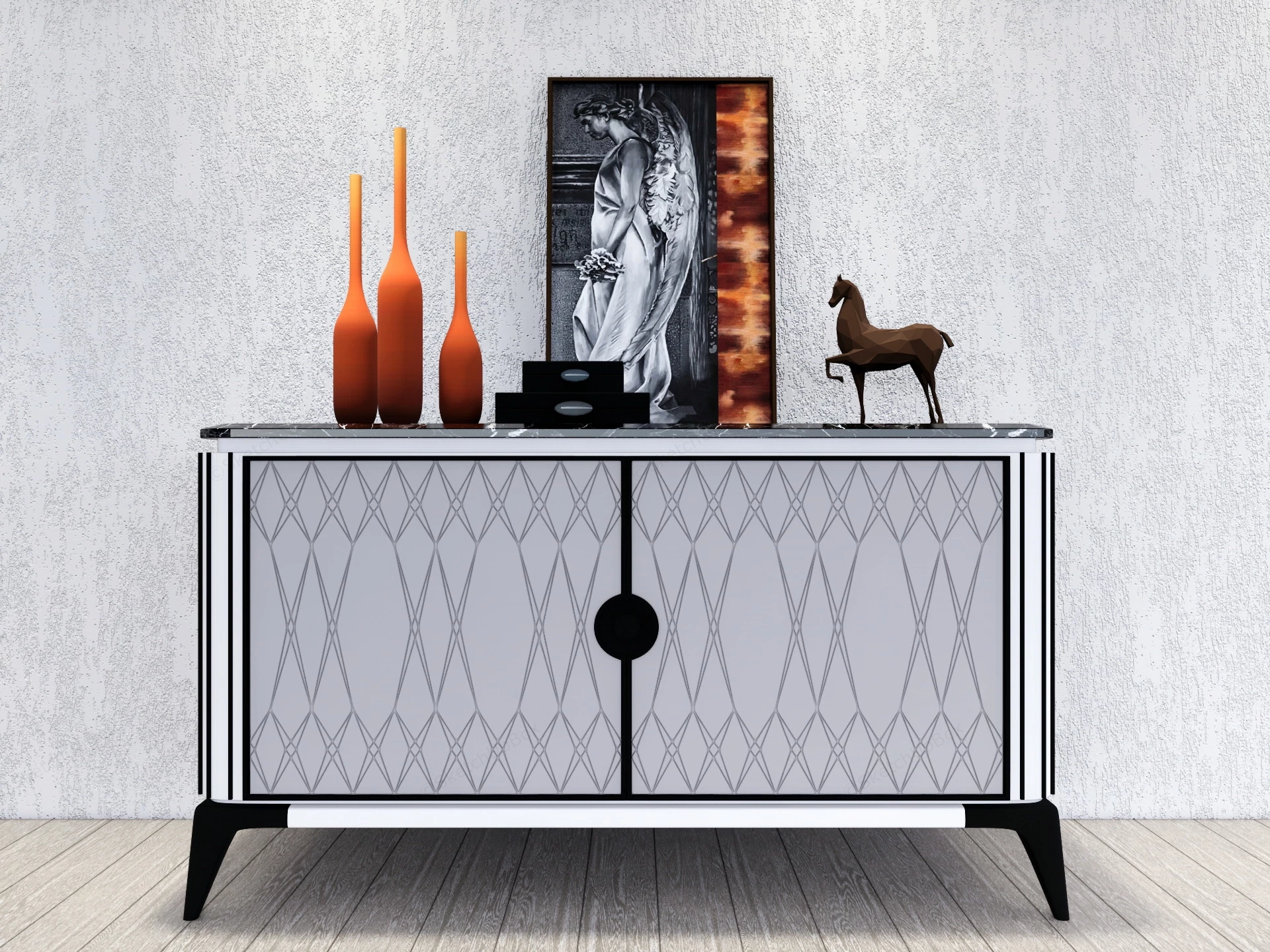 Modern Sideboard Buffet Accent Cabinet sketchup model preview - SketchupBox