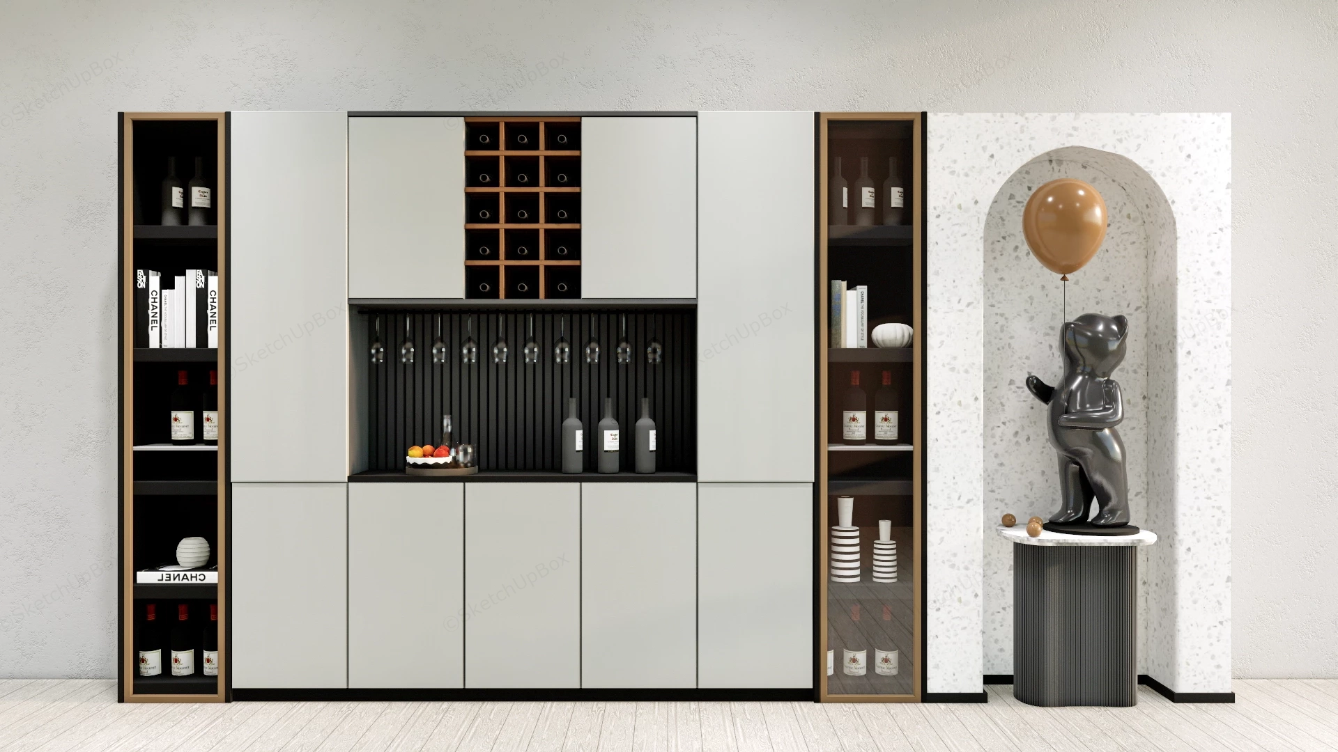 Modern Home Bar Cabinet sketchup model preview - SketchupBox