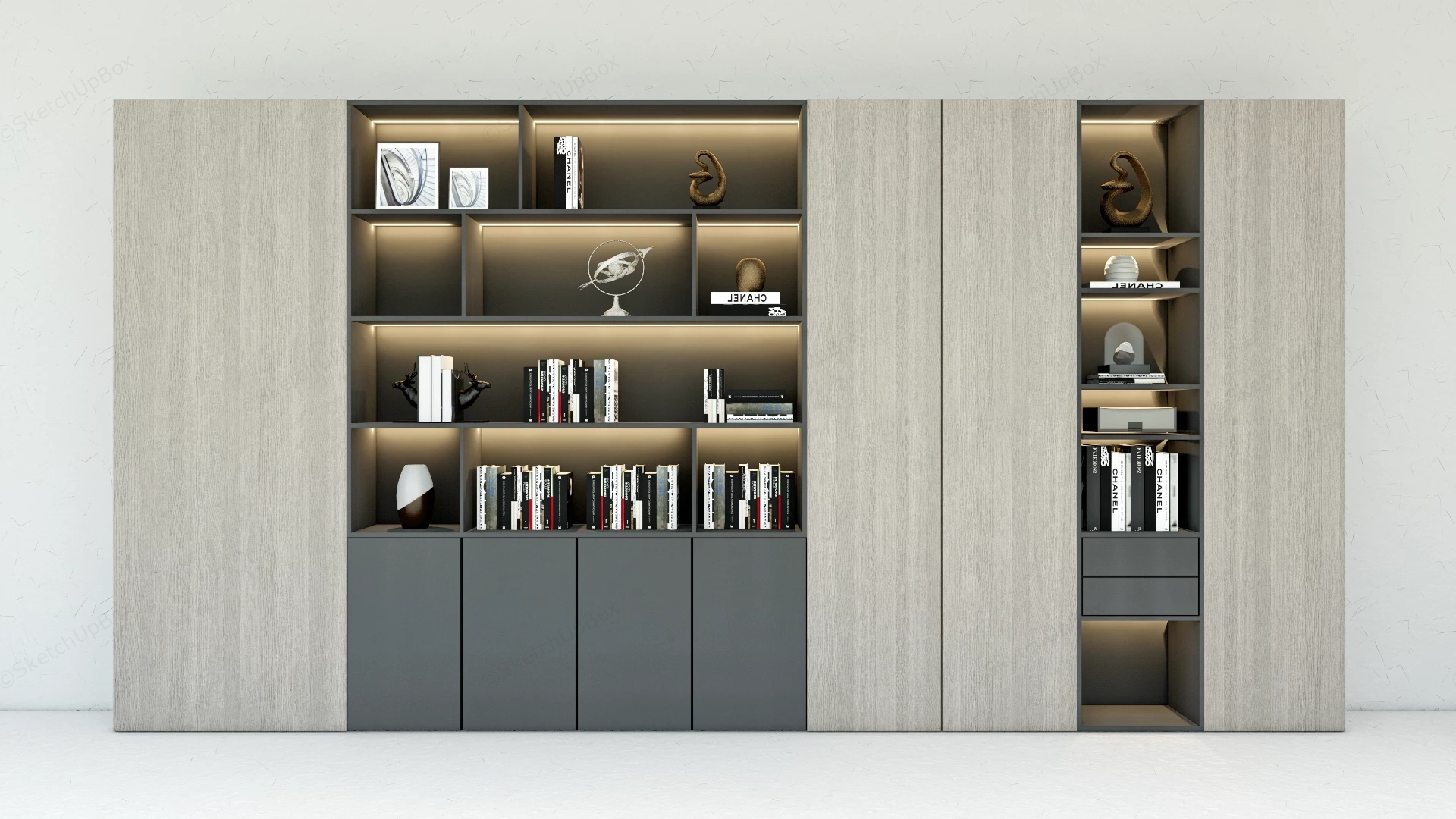 Modern Bookcase Cabinet sketchup model preview - SketchupBox