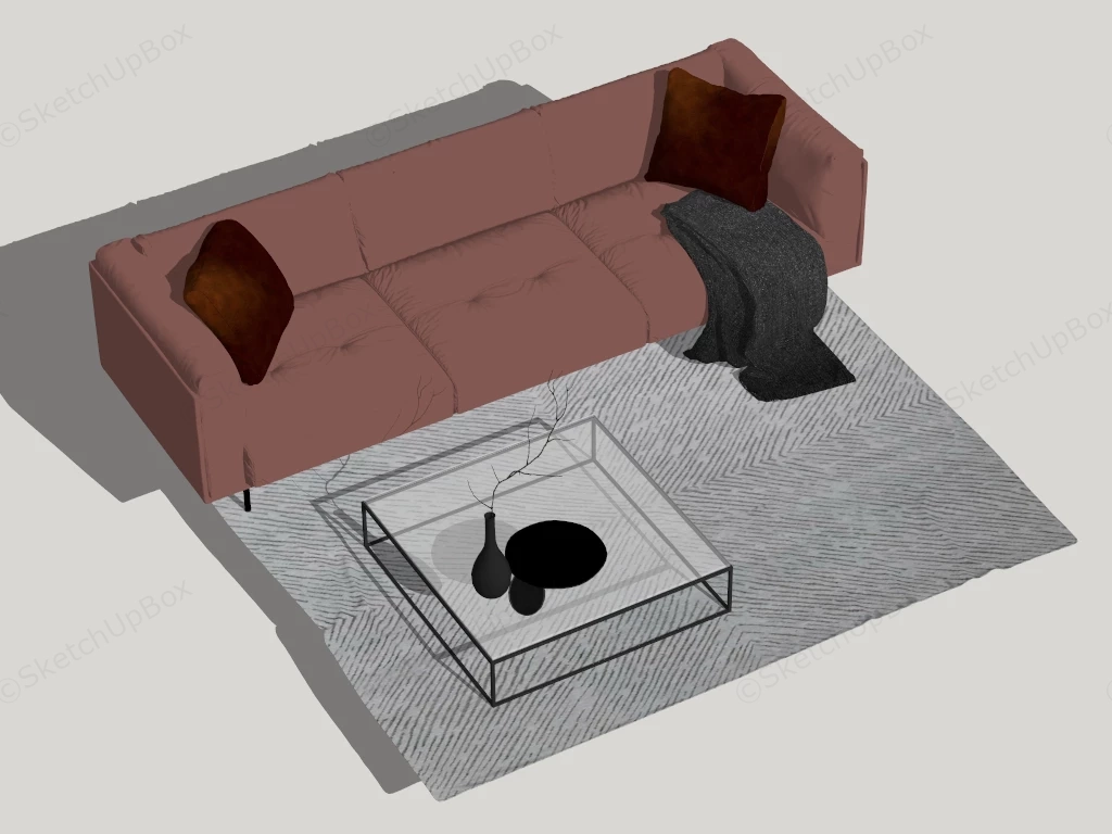 Leather Sofa And Coffee Table Set sketchup model preview - SketchupBox
