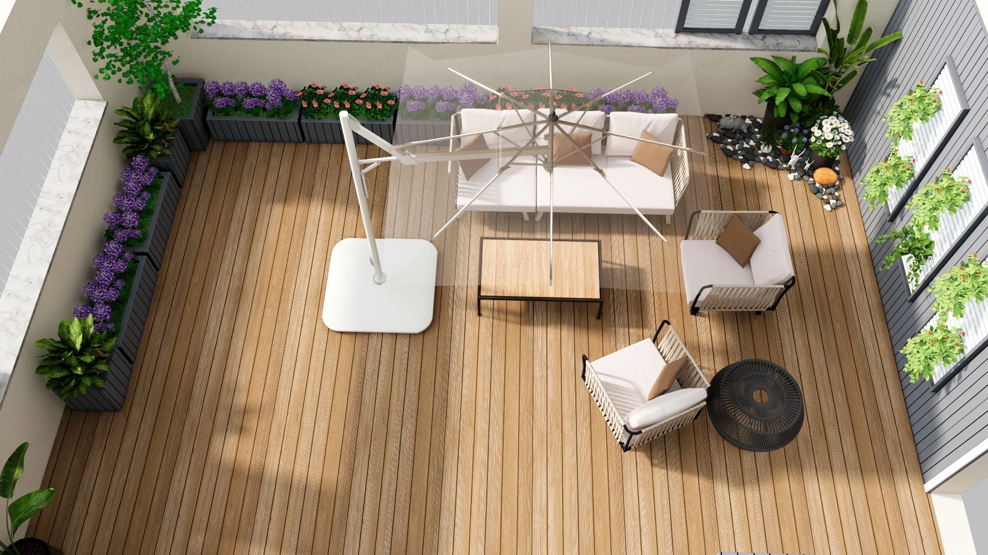 Modern Rooftop Patio Design sketchup model preview - SketchupBox
