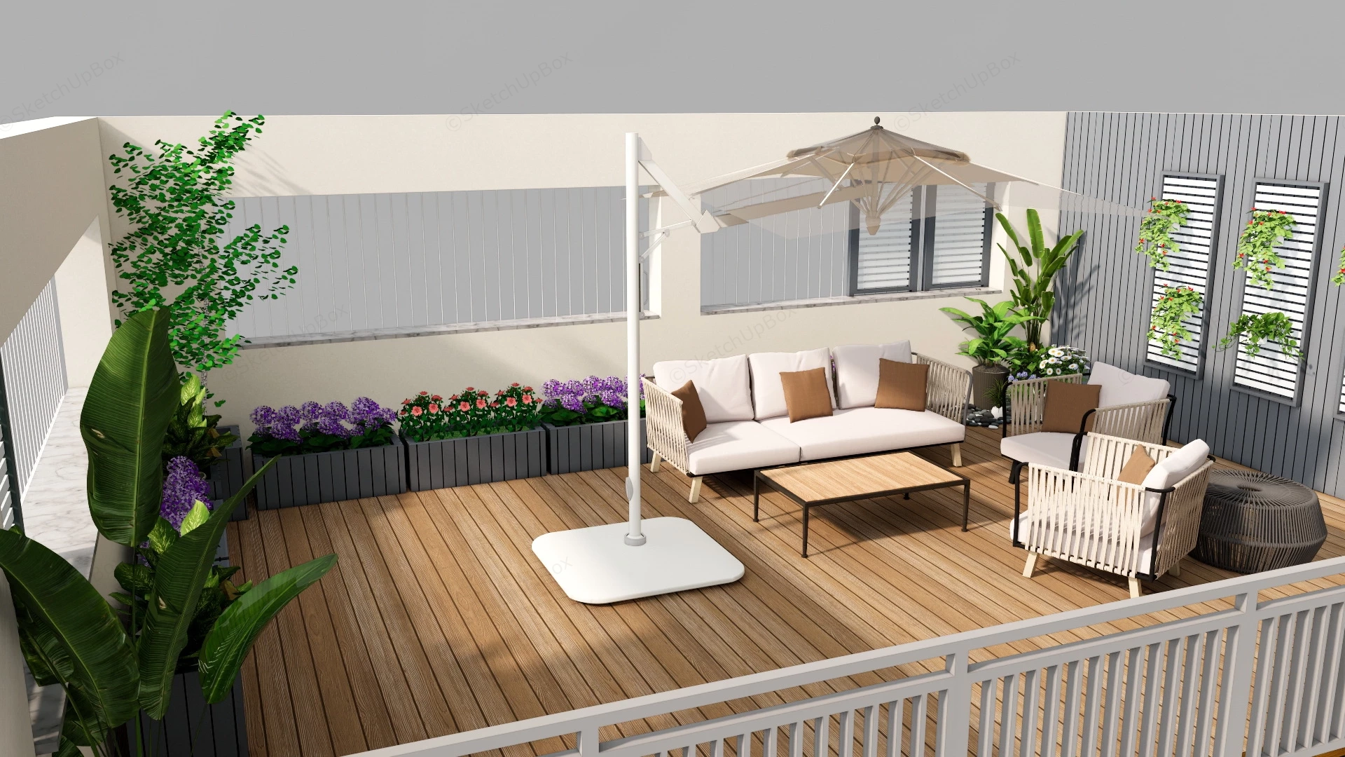 Modern Rooftop Patio Design sketchup model preview - SketchupBox