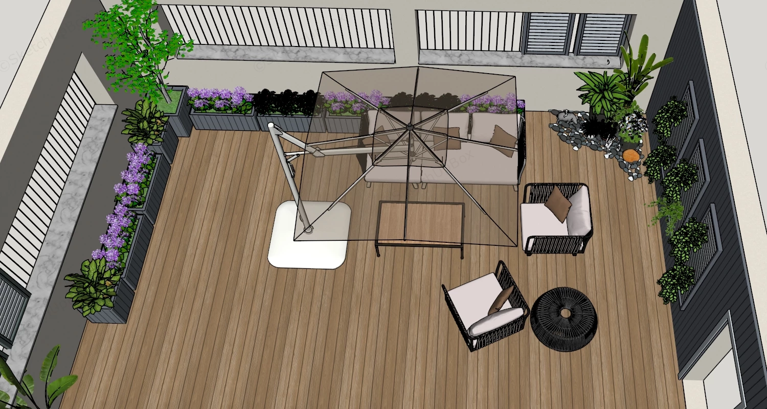 Modern Rooftop Patio Design sketchup model preview - SketchupBox