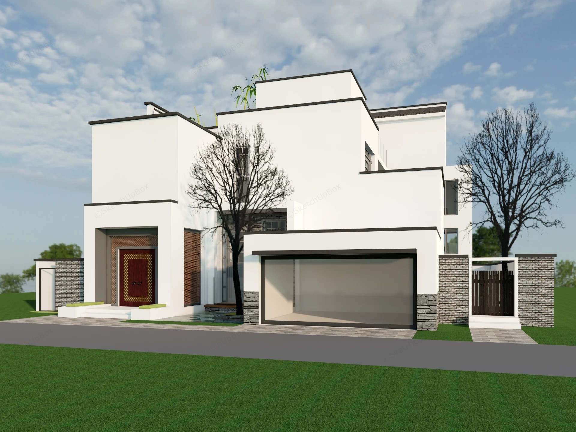 Modern Chinese House sketchup model preview - SketchupBox