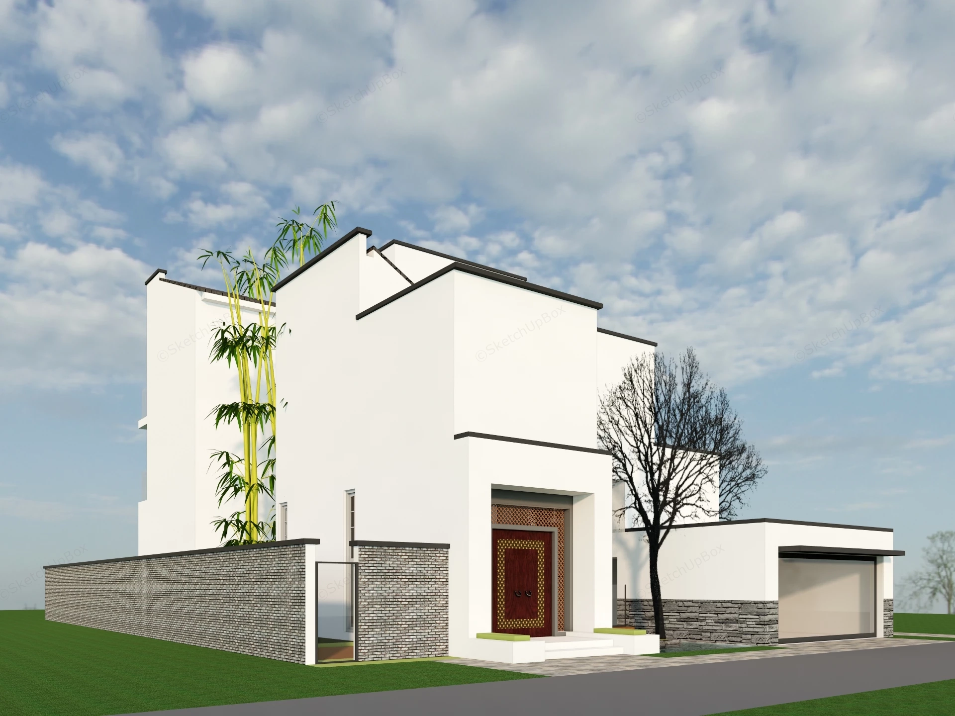 Modern Chinese House sketchup model preview - SketchupBox