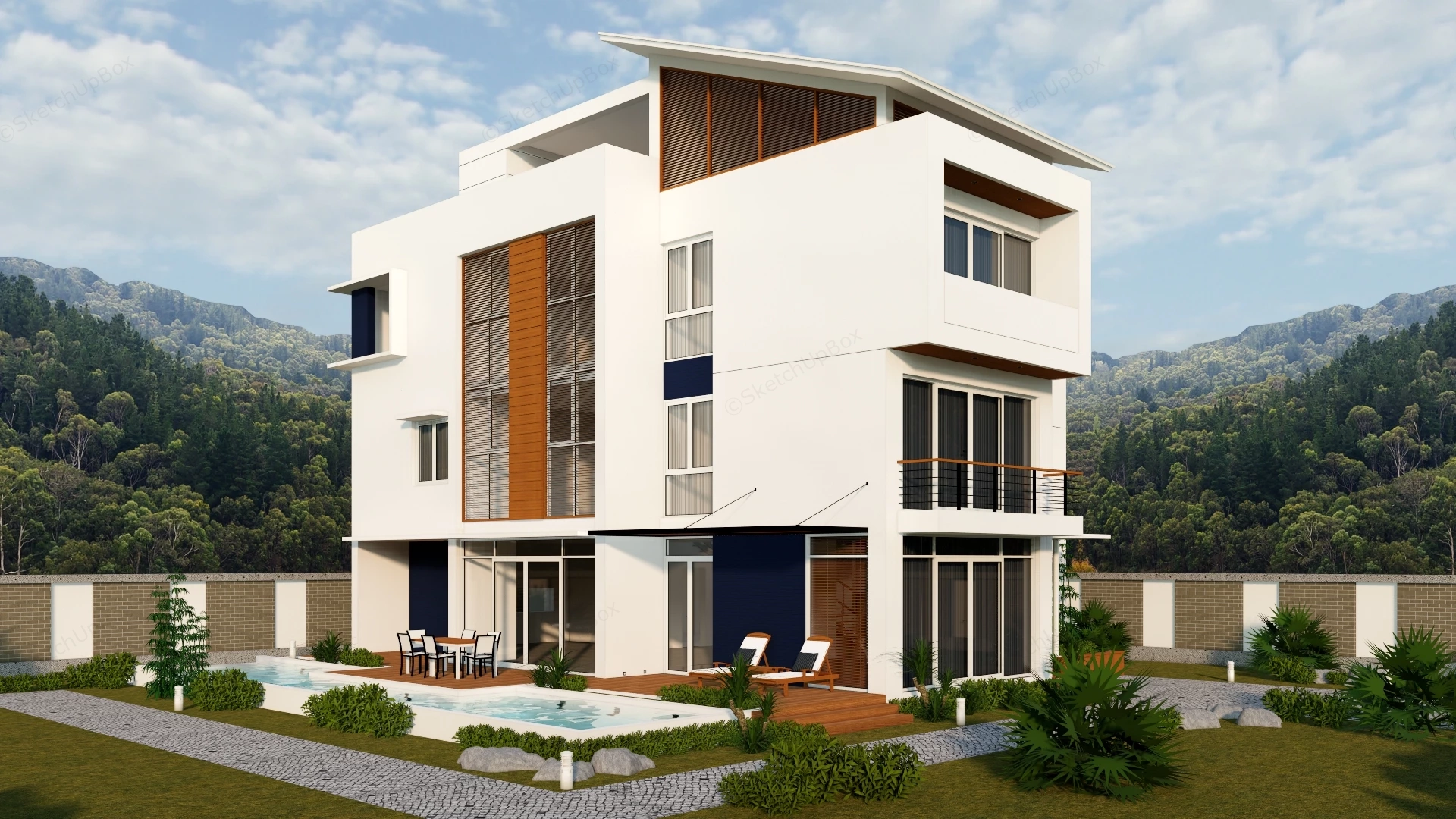 Beautiful Rural House sketchup model preview - SketchupBox