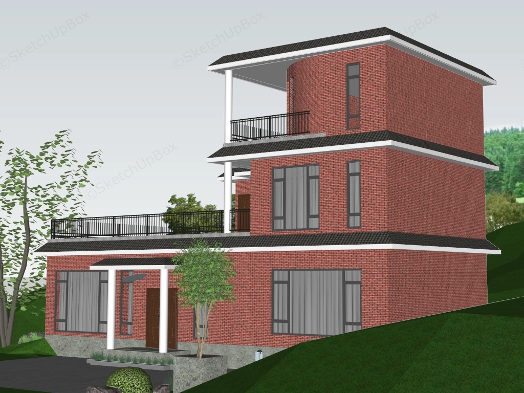 Mountain Brick Home sketchup model preview - SketchupBox