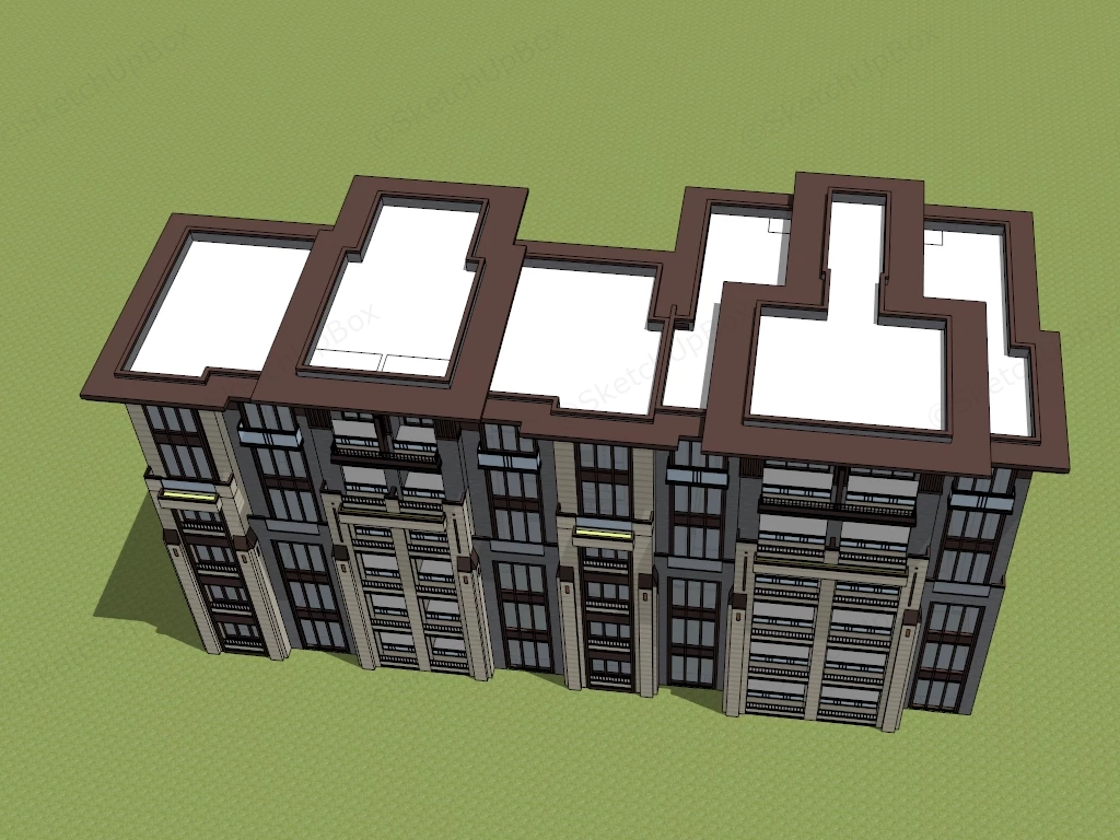 Modern Apartment Building sketchup model preview - SketchupBox