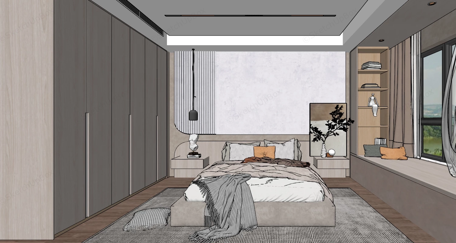 Minimal Bedroom Design sketchup model preview - SketchupBox