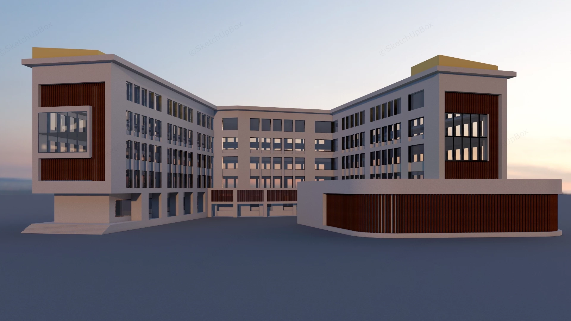 Modern University Building Architecture sketchup model preview - SketchupBox
