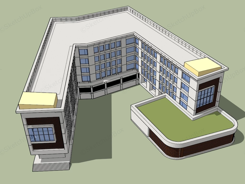 Modern University Building Architecture sketchup model preview - SketchupBox