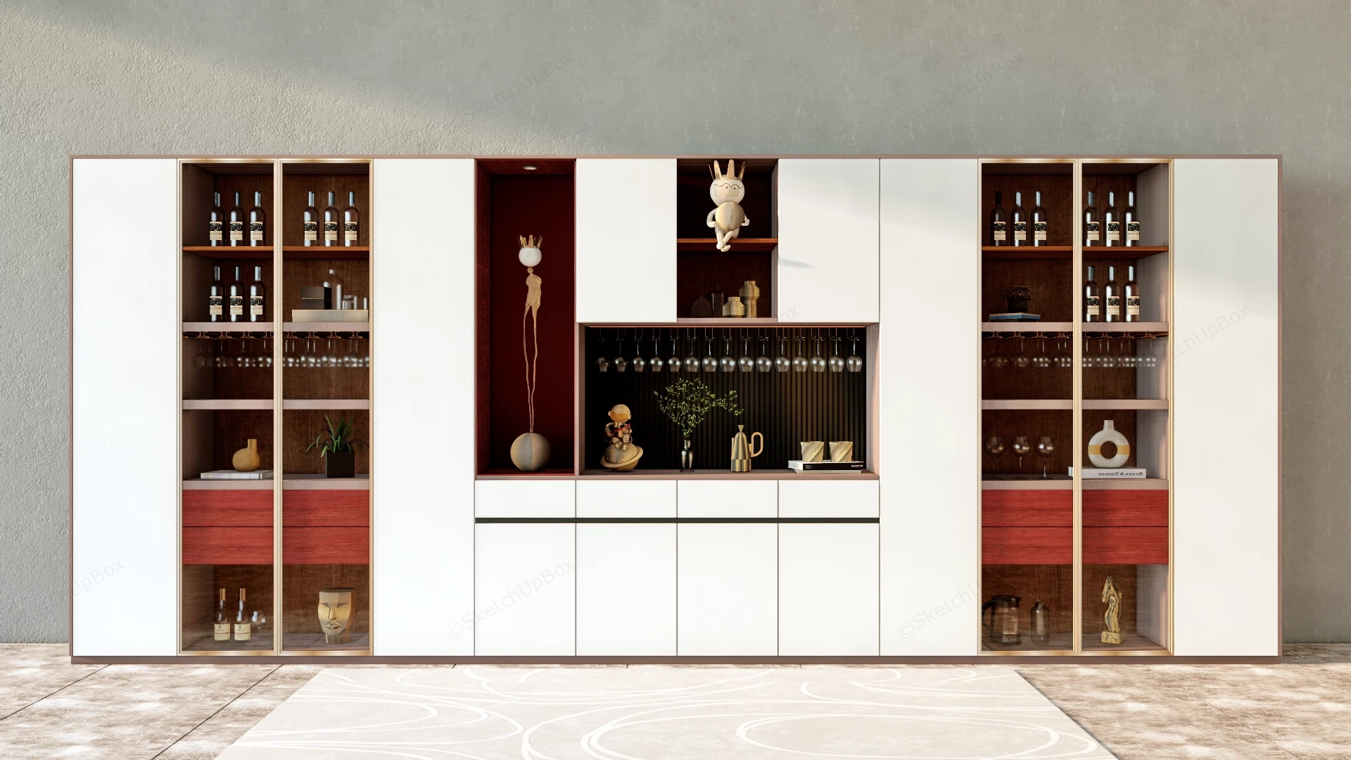 Modern Luxury Home Bar Cabinet sketchup model preview - SketchupBox