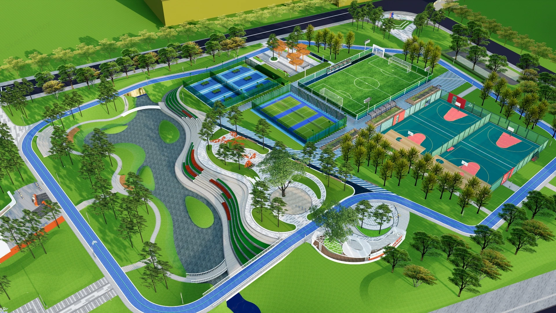 Sports Park Design sketchup model preview - SketchupBox