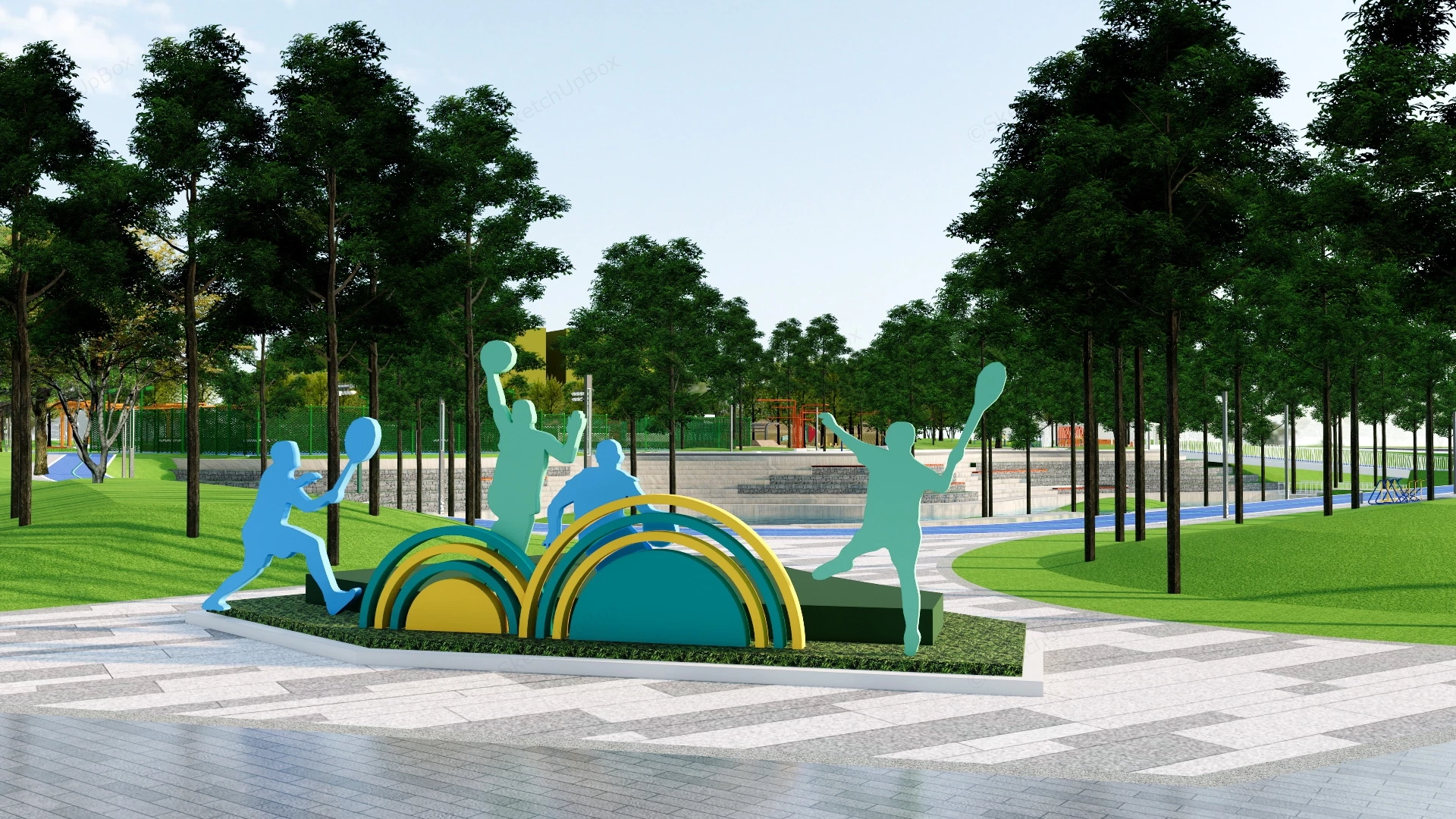Sports Park Design sketchup model preview - SketchupBox