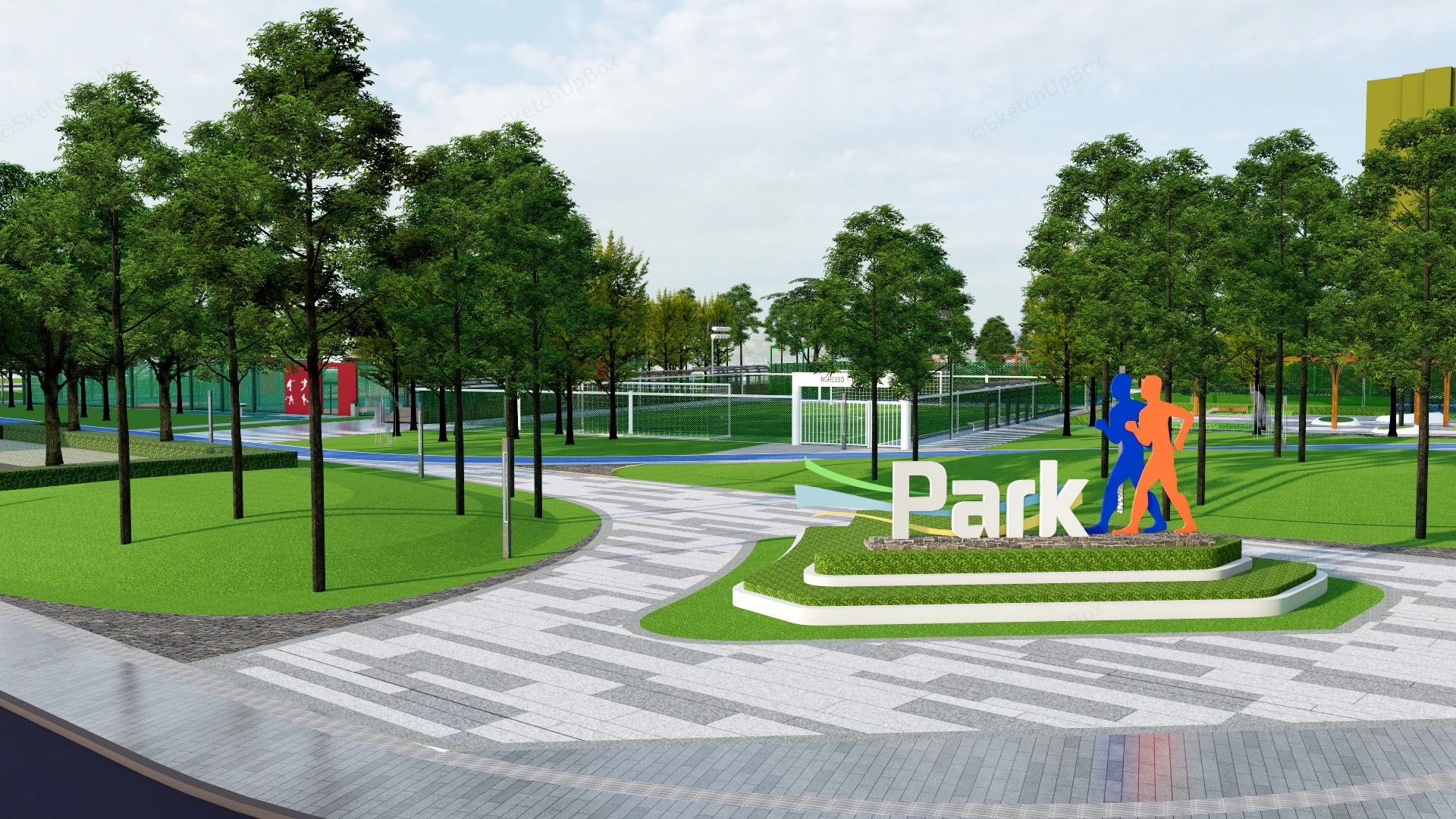 Sports Park Design sketchup model preview - SketchupBox