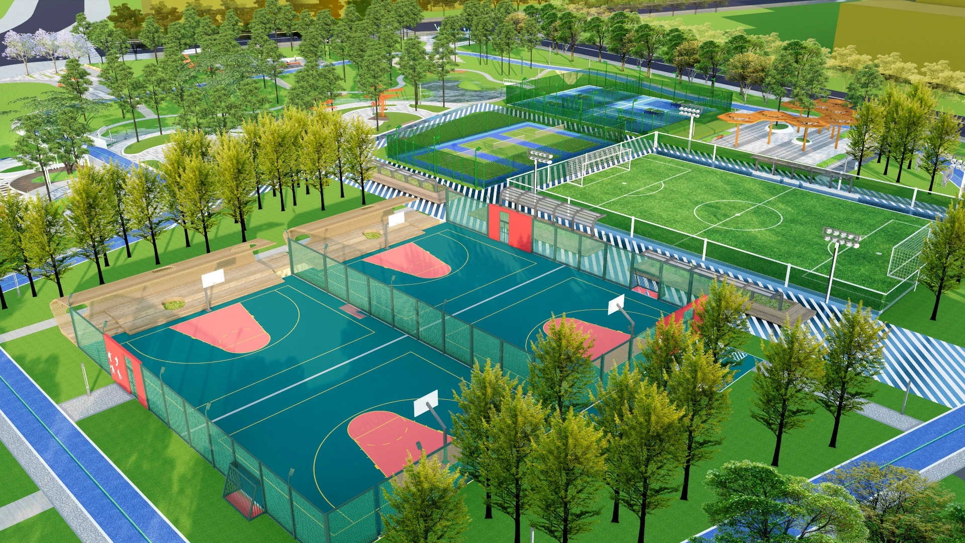 Sports Park Design sketchup model preview - SketchupBox