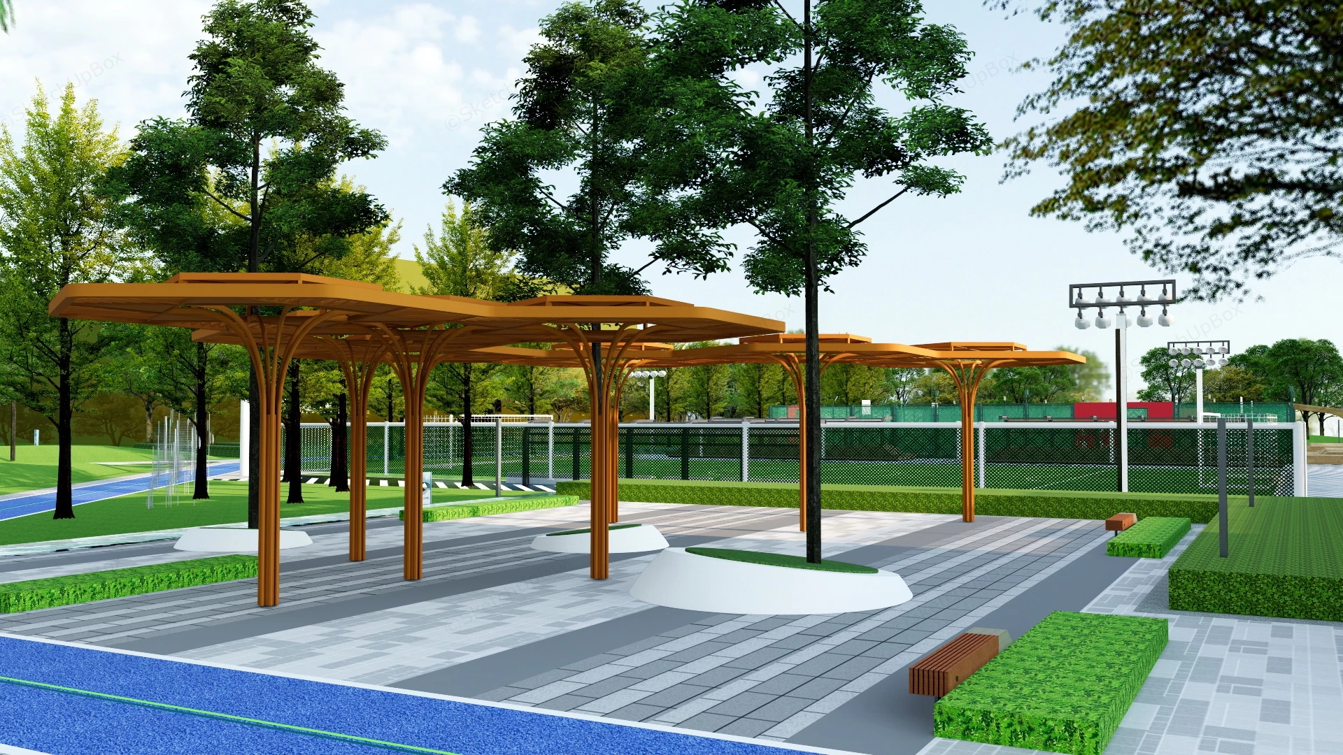 Sports Park Design sketchup model preview - SketchupBox