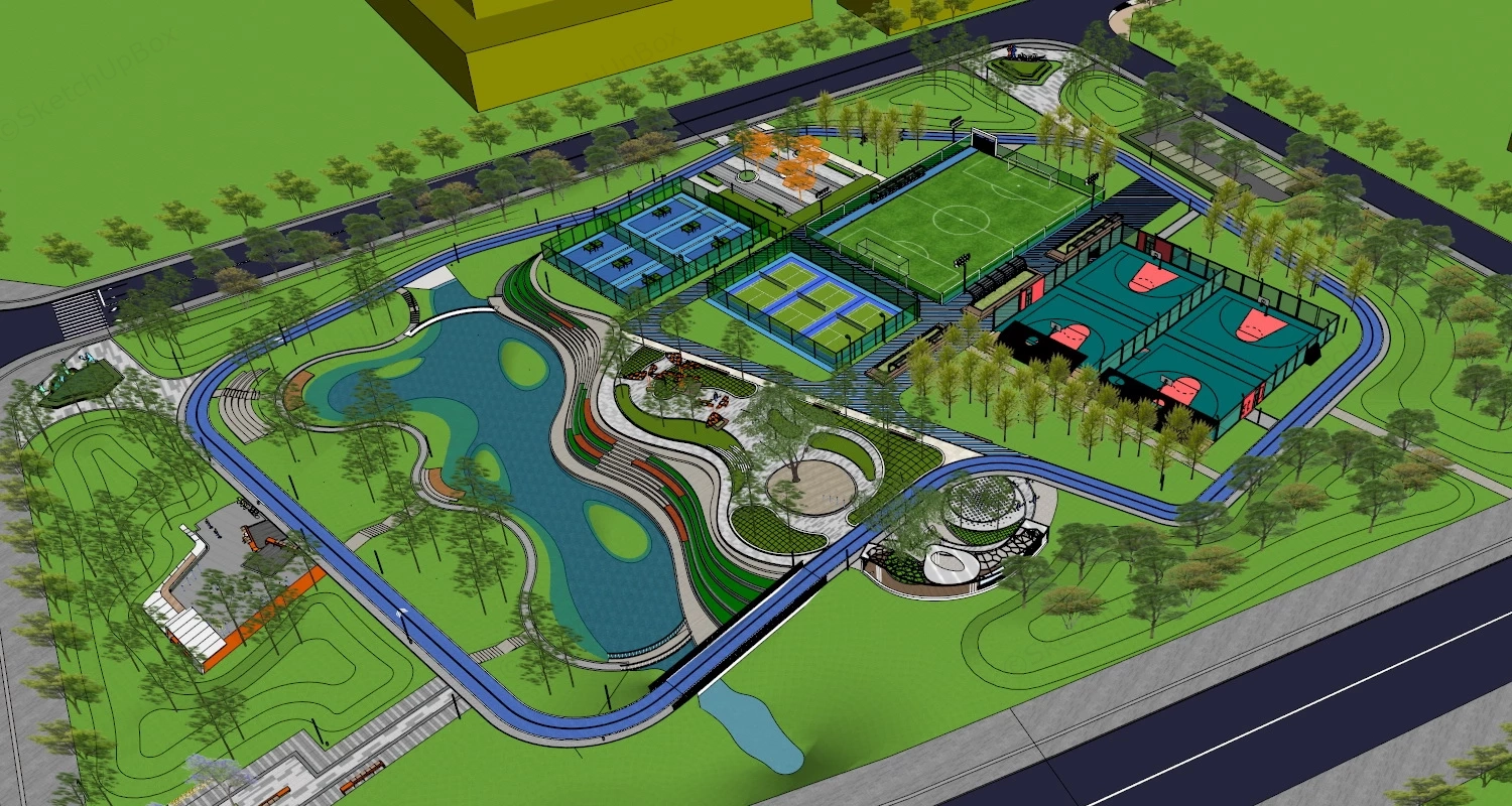 Sports Park Design sketchup model preview - SketchupBox
