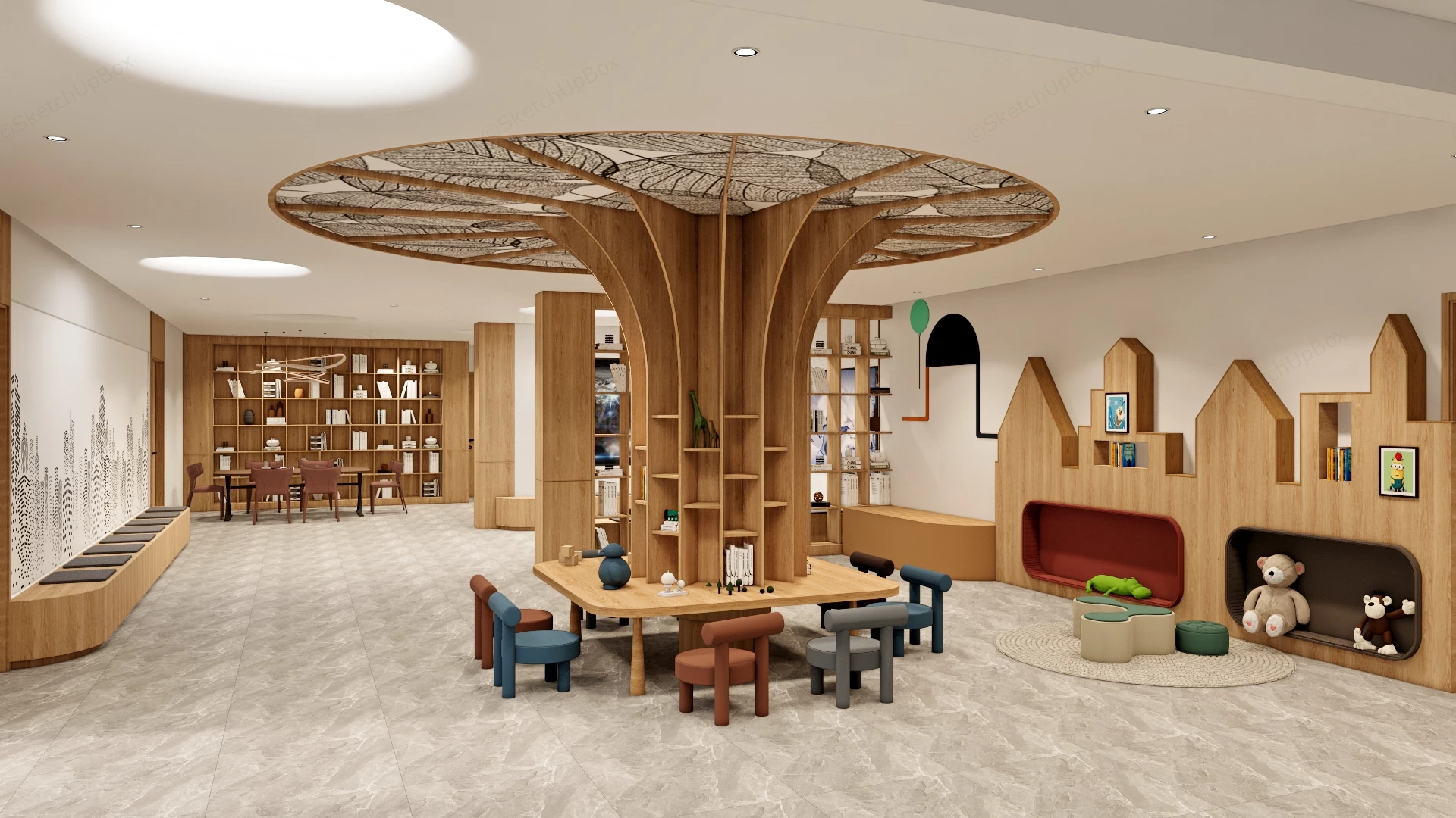 Community Library Reading Room sketchup model preview - SketchupBox