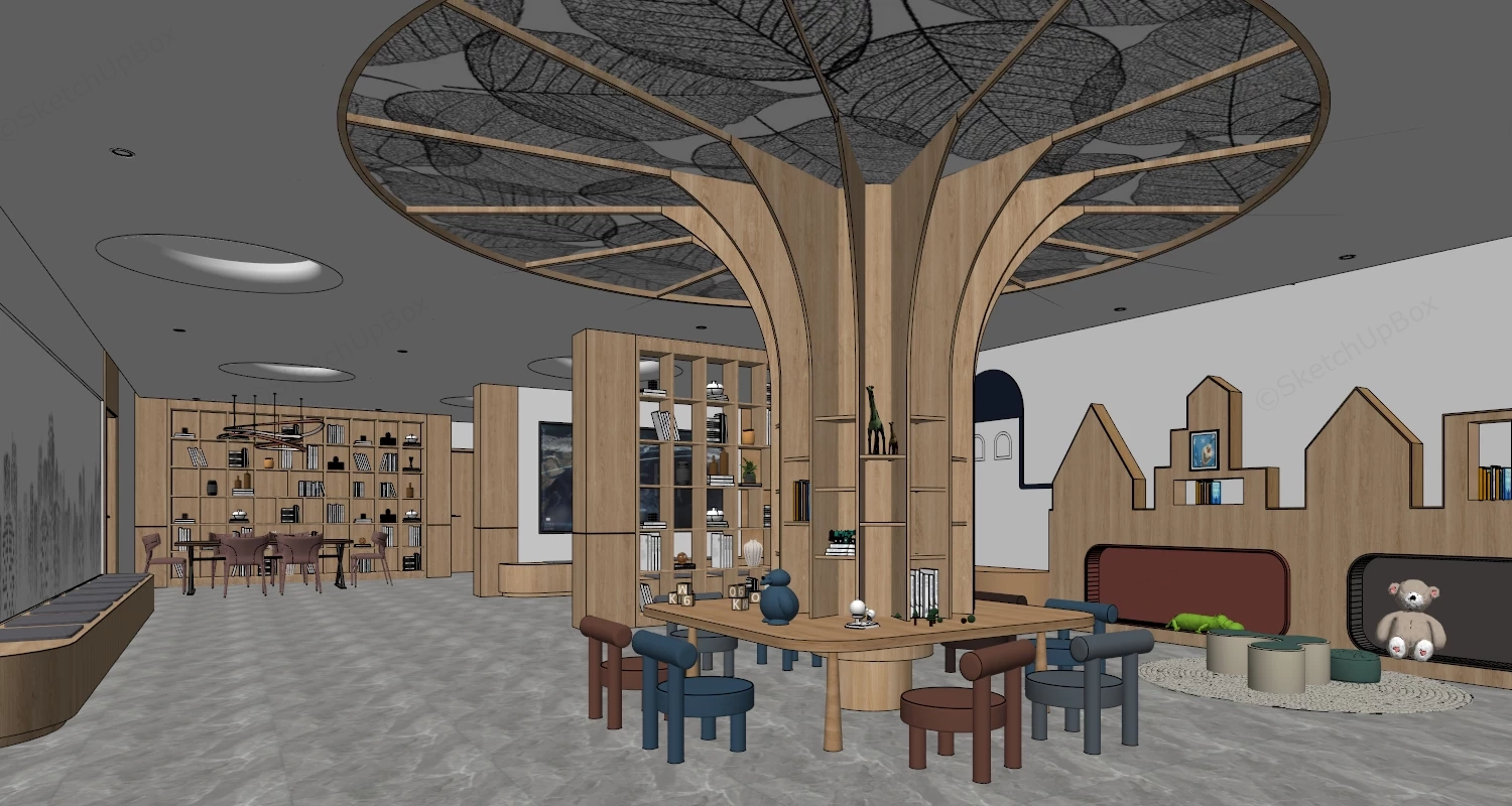 Community Library Reading Room sketchup model preview - SketchupBox