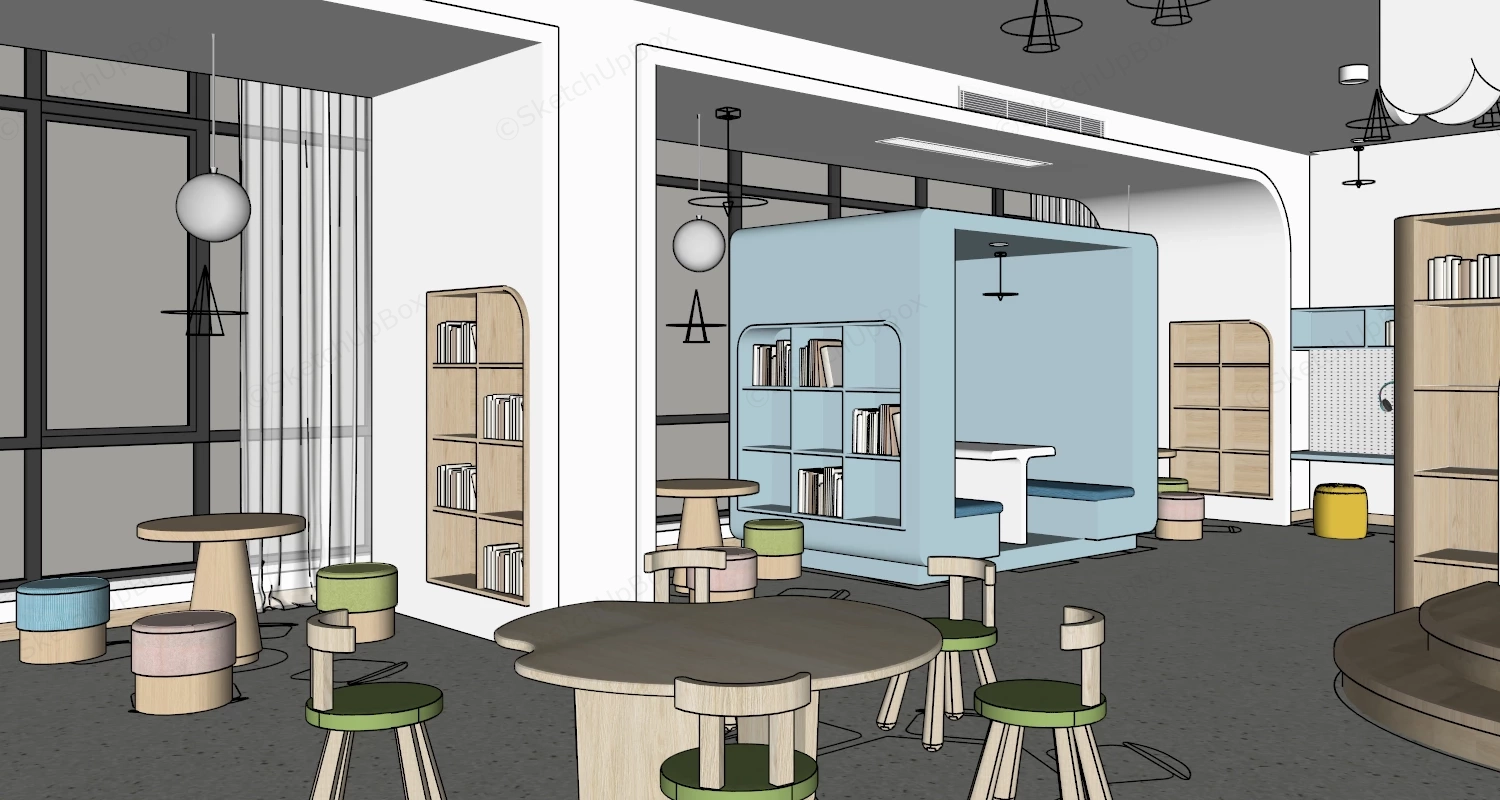 Kindergarten Library Design sketchup model preview - SketchupBox