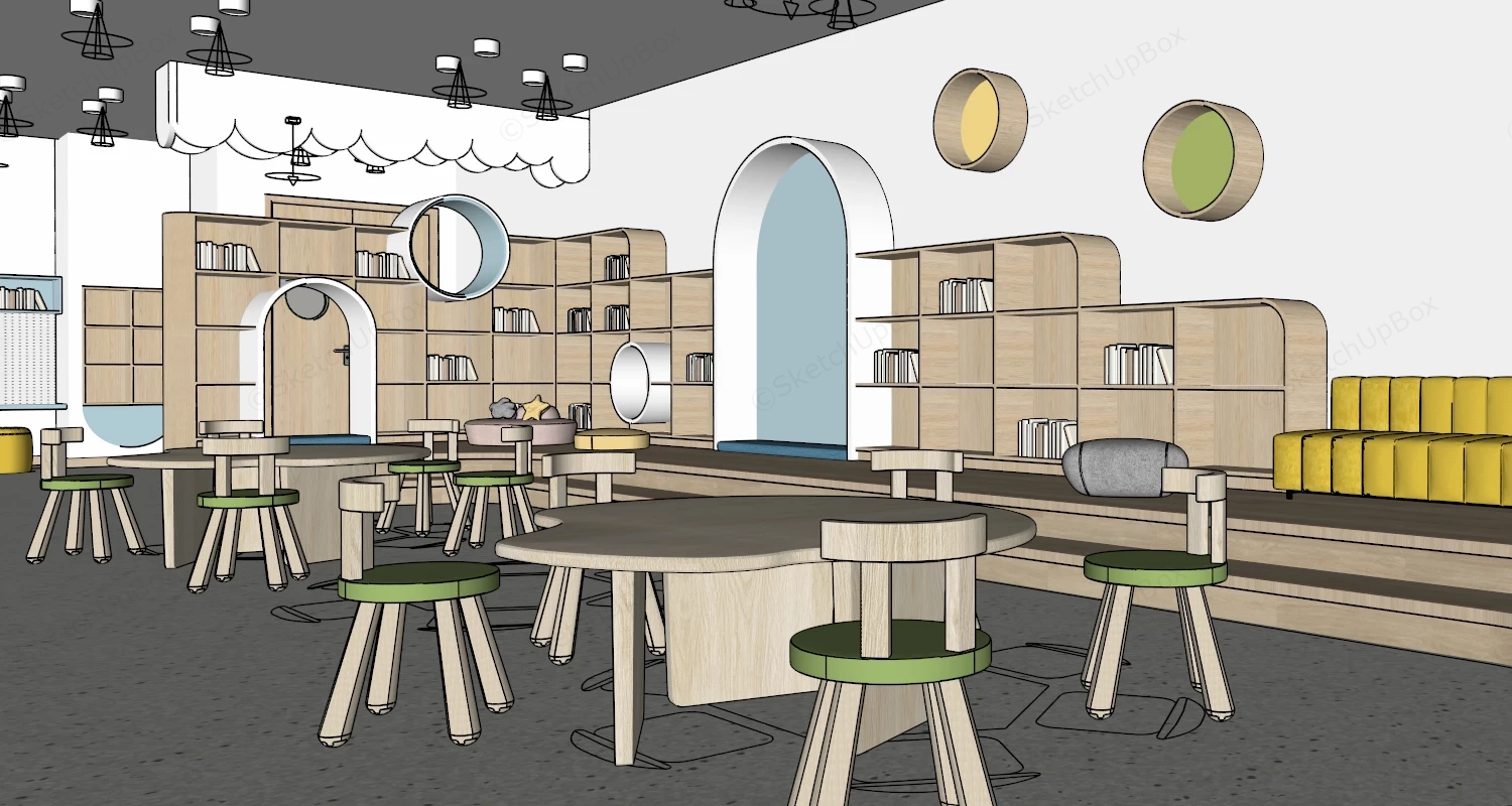 Kindergarten Library Design sketchup model preview - SketchupBox