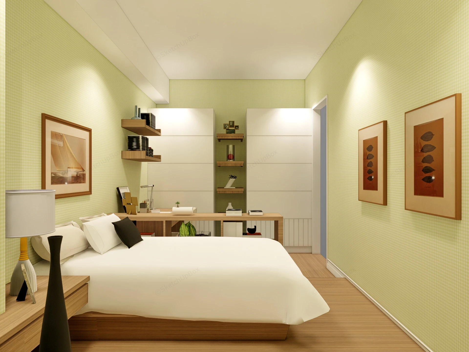 Small Bedroom With Desk Ideas sketchup model preview - SketchupBox