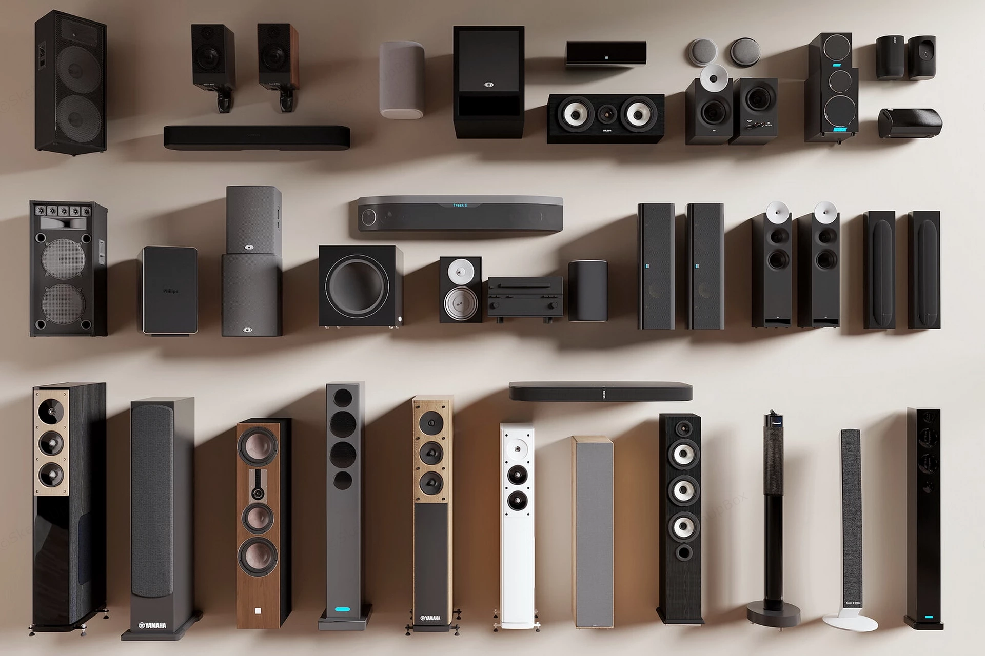 Modern Audio Speakers Collection sketchup model preview - SketchupBox