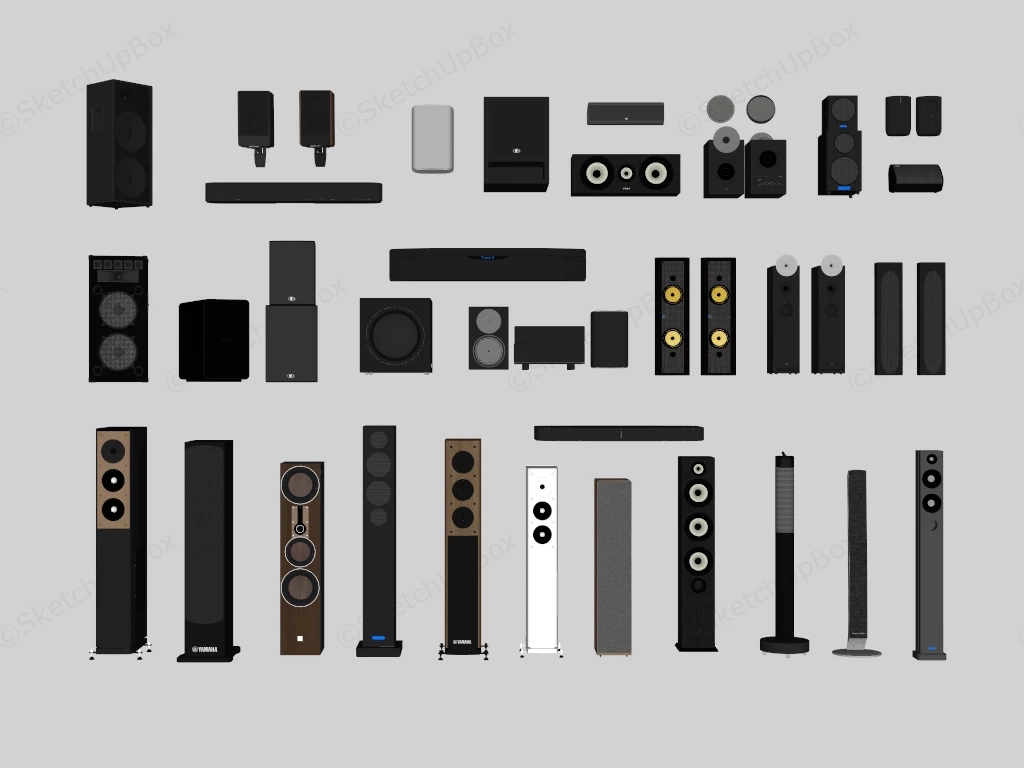 Modern Audio Speakers Collection sketchup model preview - SketchupBox