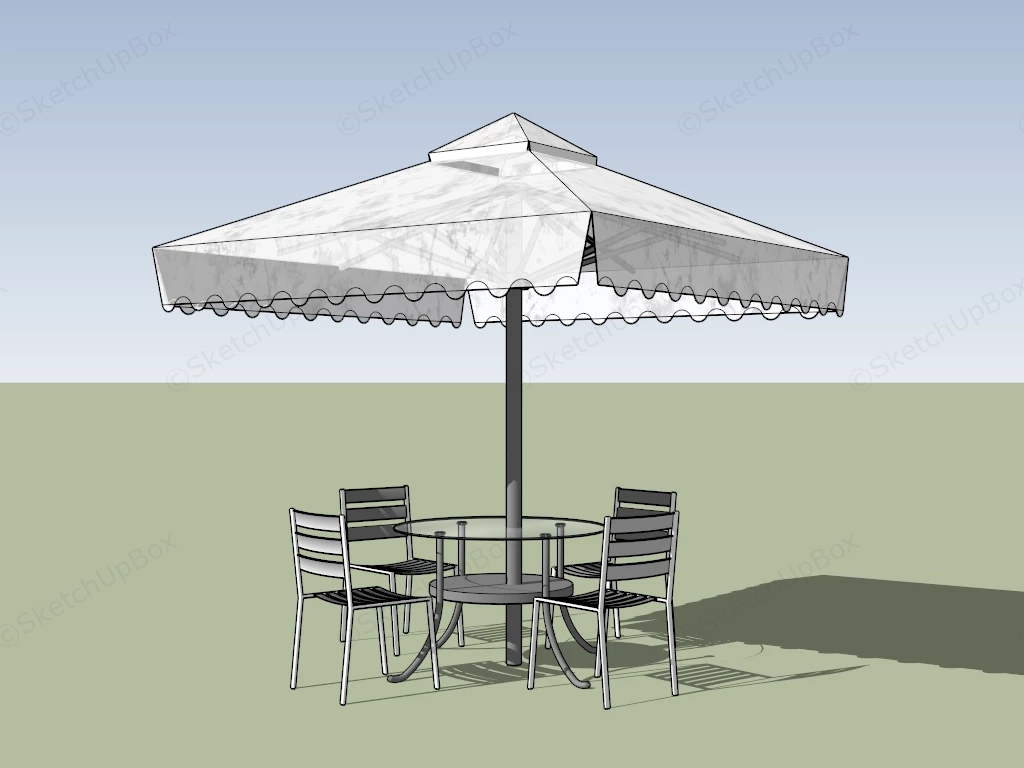 Patio Table Sets With Umbrella sketchup model preview - SketchupBox